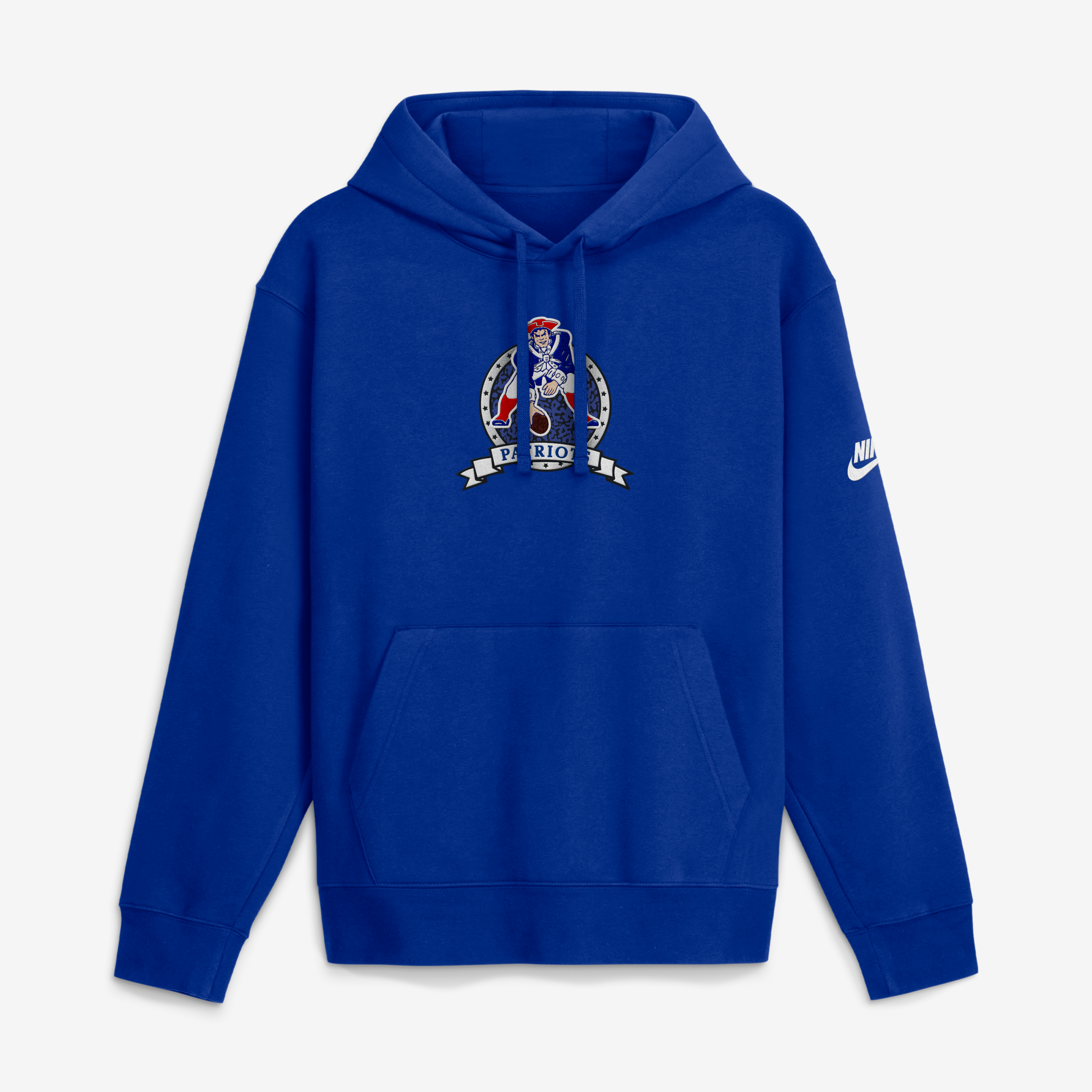 Men's Nike Royal New England Patriots Short Pass Rewind Club Fleece Hoodie