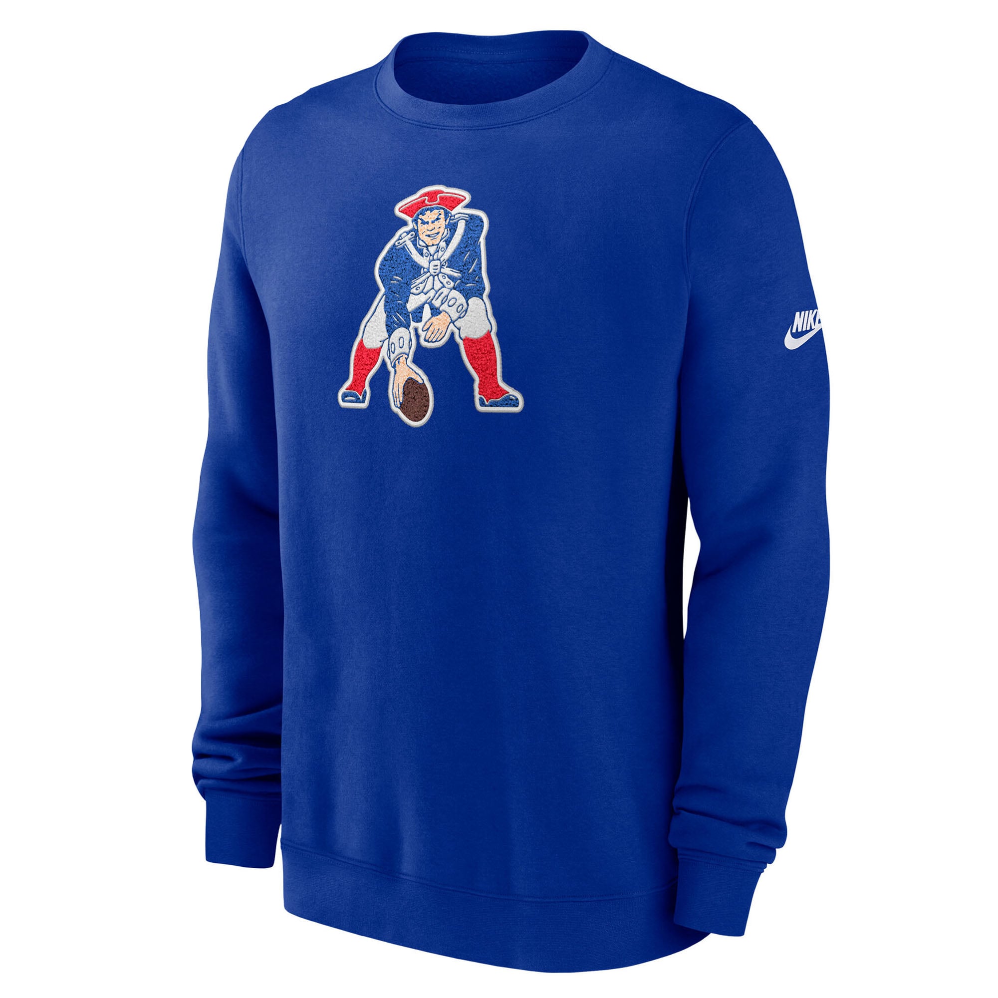 Men's Nike Royal New England Patriots Swing Pass Rewind Club Pullover Sweatshirt