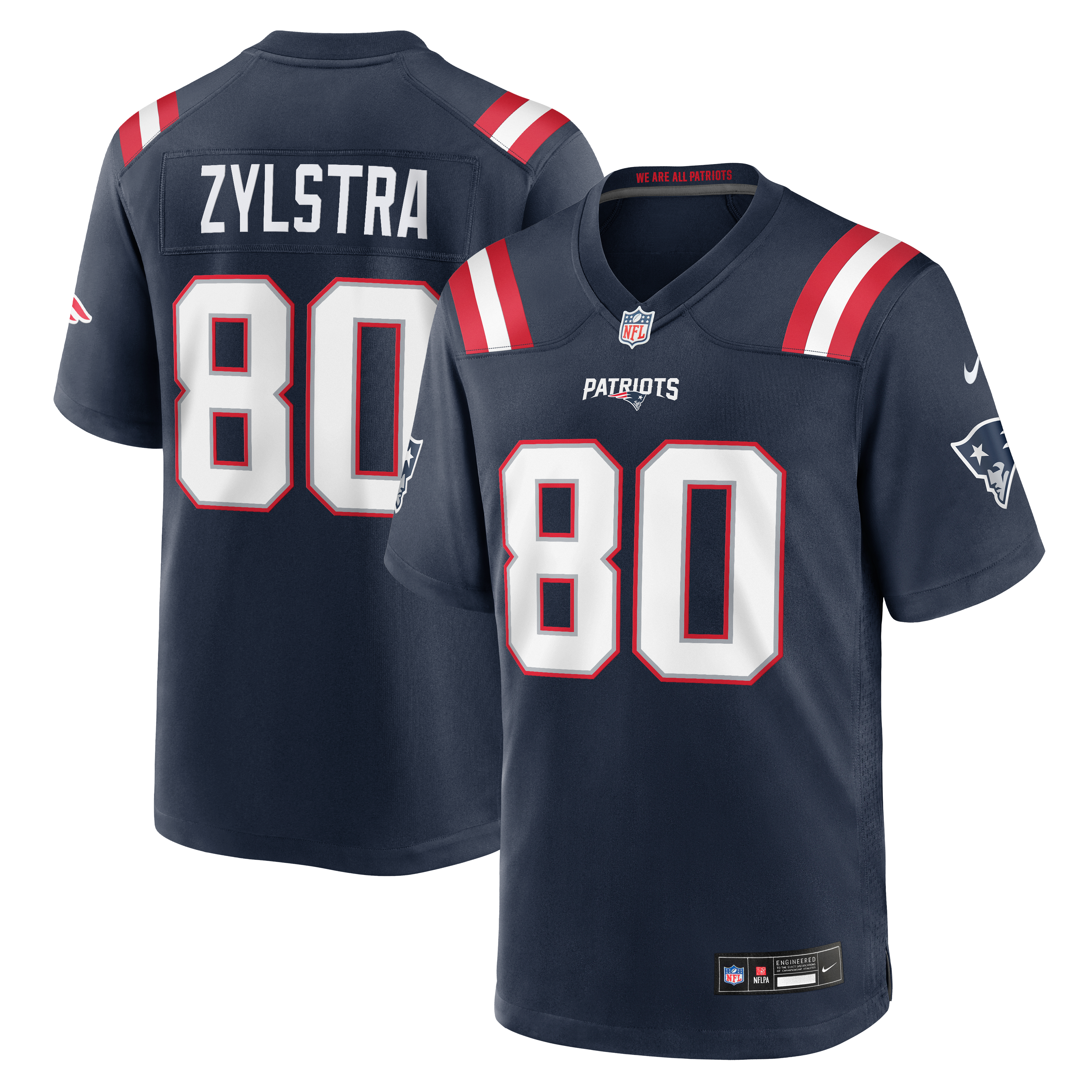 Men's Nike Shane Zylstra Navy New England Patriots Team Game Jersey