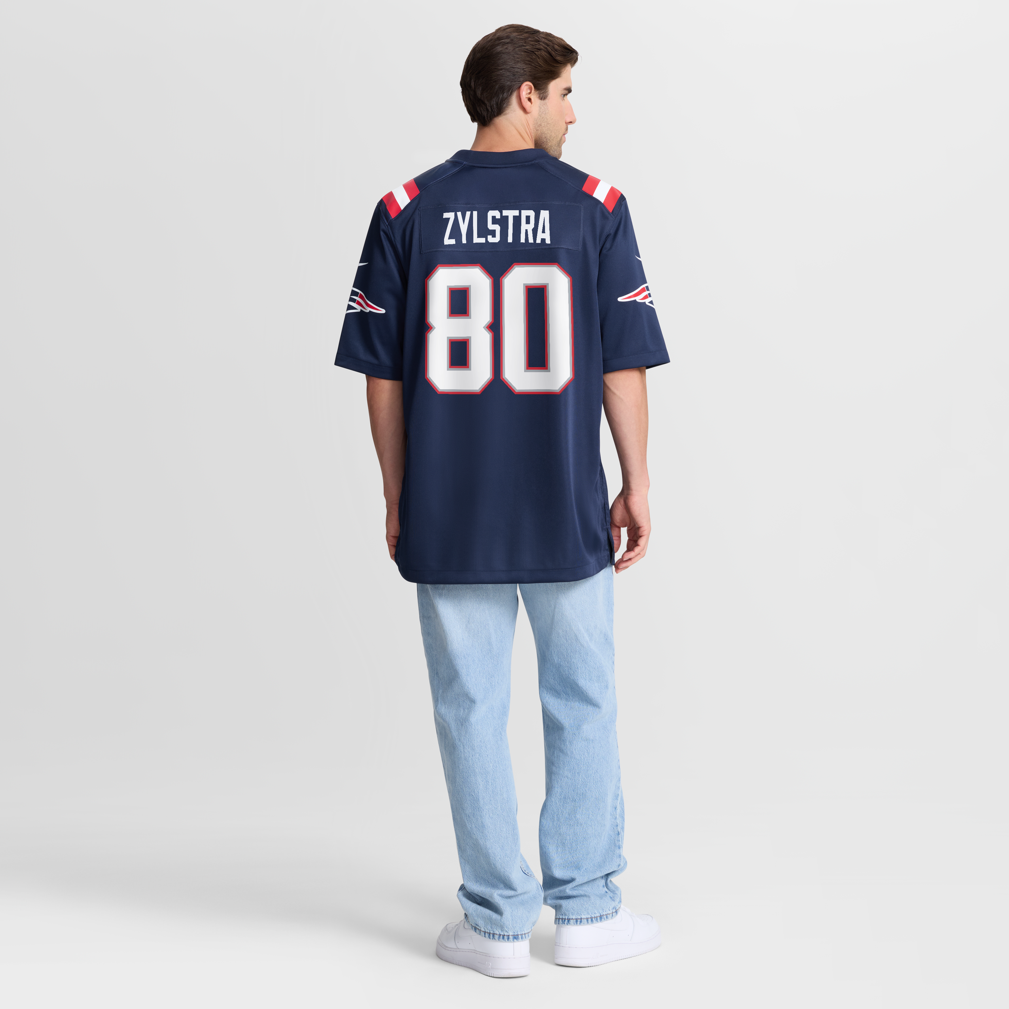 Men's Nike Shane Zylstra Navy New England Patriots Team Game Jersey