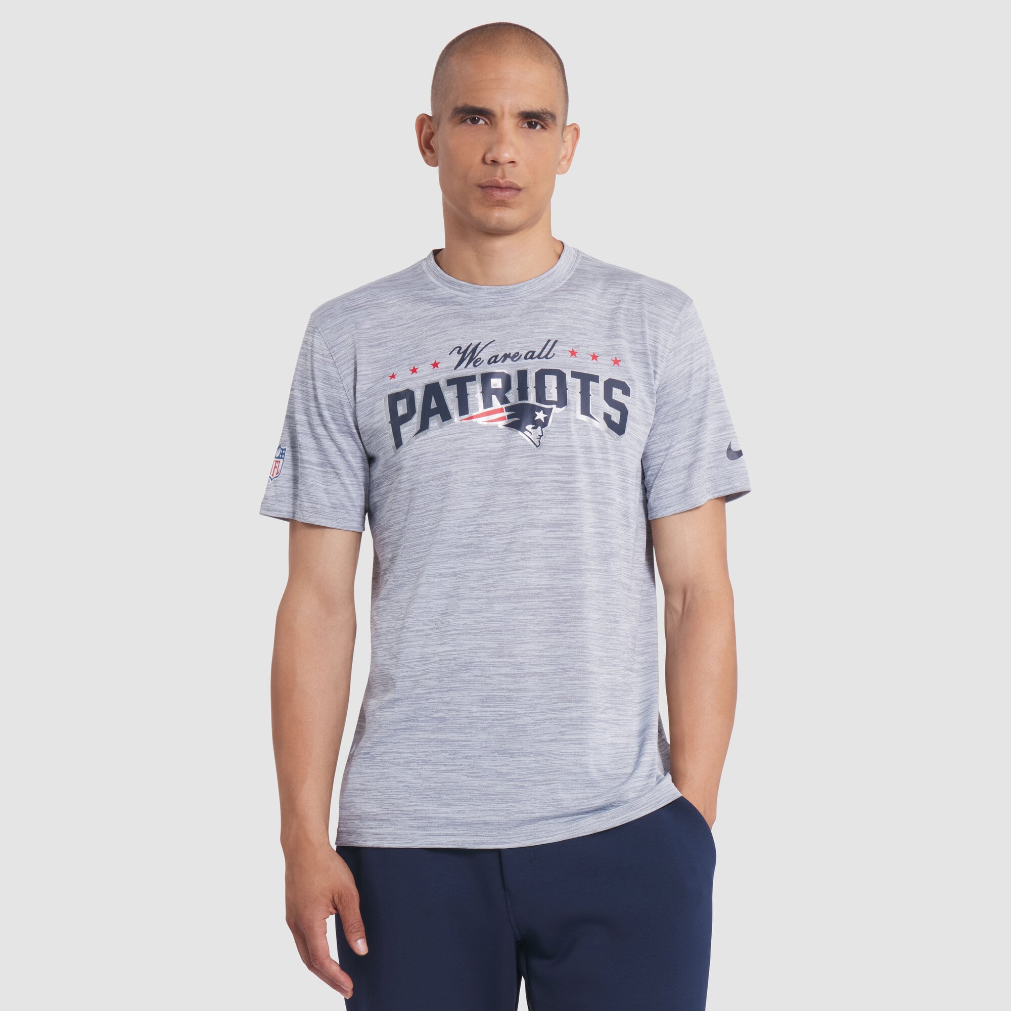 Men's Nike Silver New England Patriots Rivalries Collection Sideline Velocity Dri-FIT T-Shirt