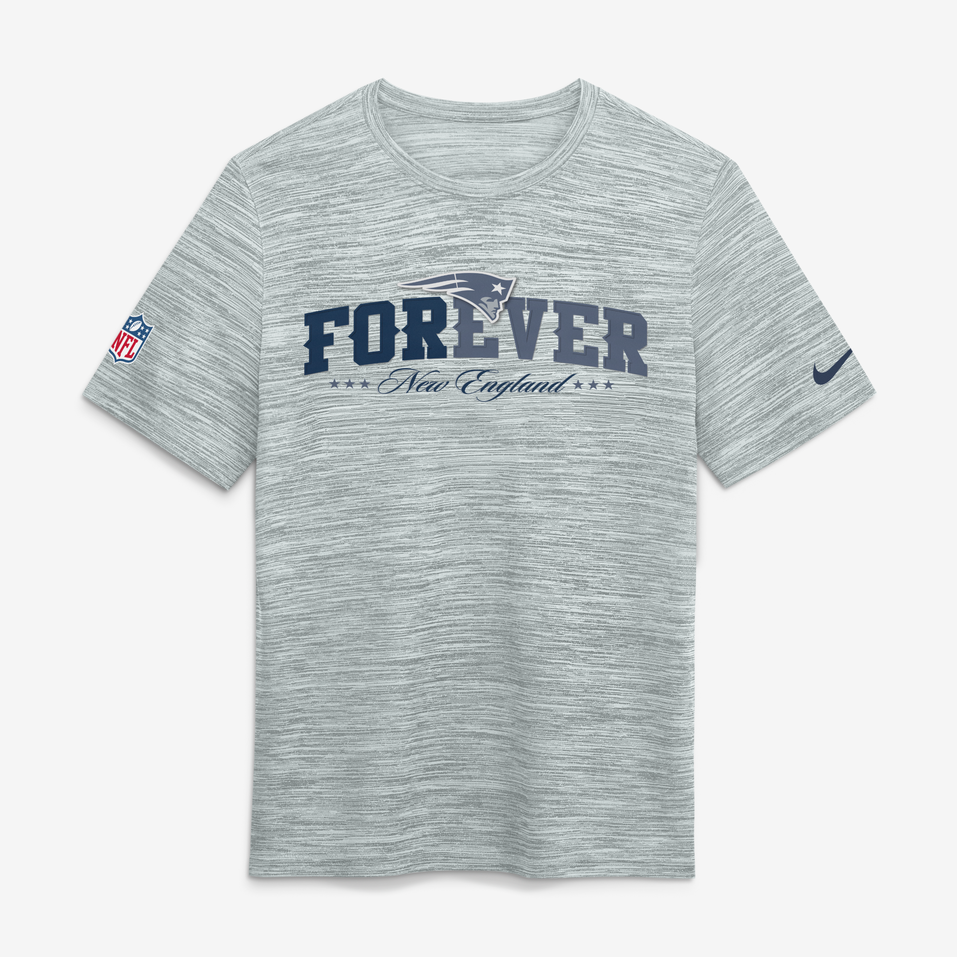 T-shirt Nike argenté pour homme, collection New England Patriots Rivalries, modèle Sideline Velocity
