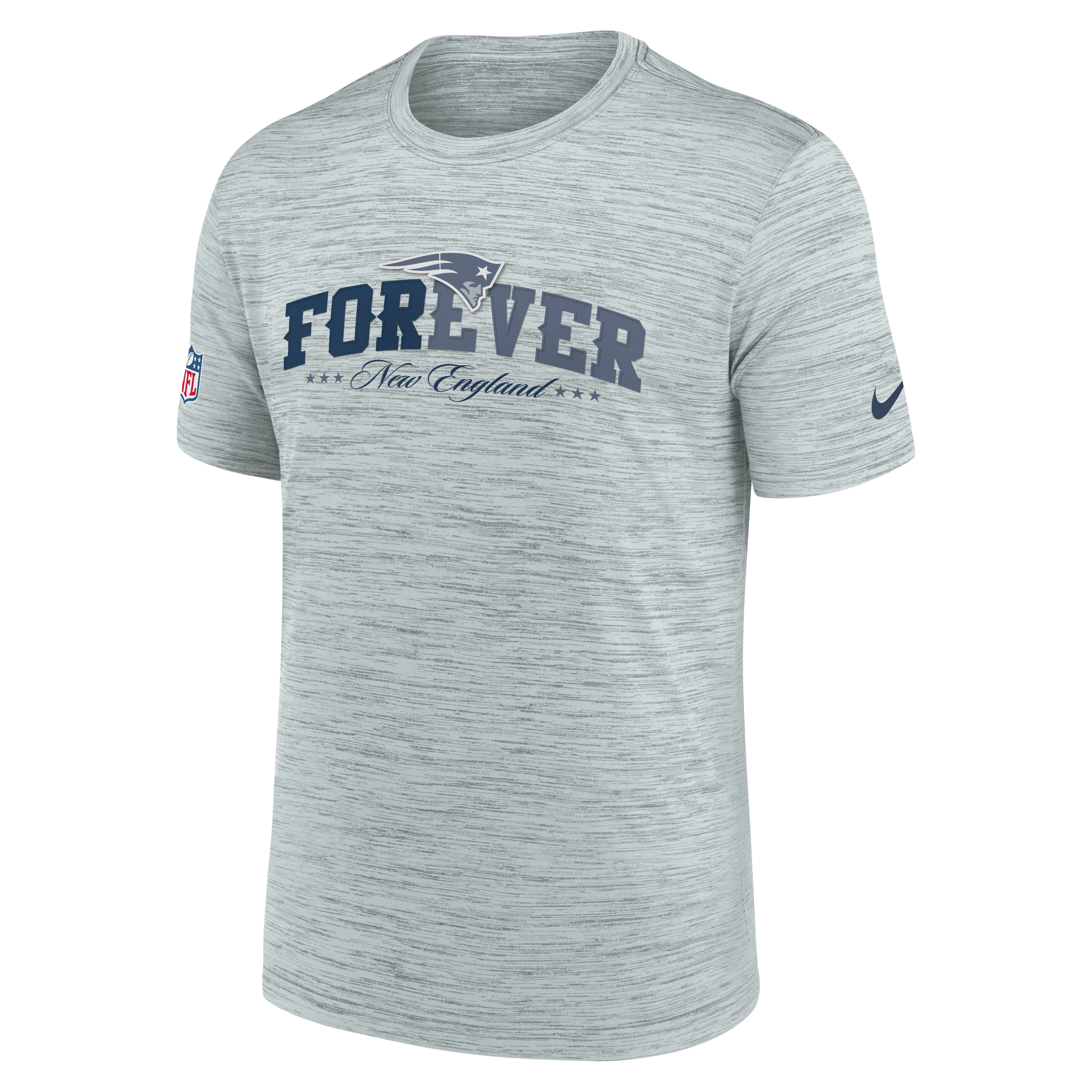 T-shirt Nike argenté pour homme, collection New England Patriots Rivalries, modèle Sideline Velocity