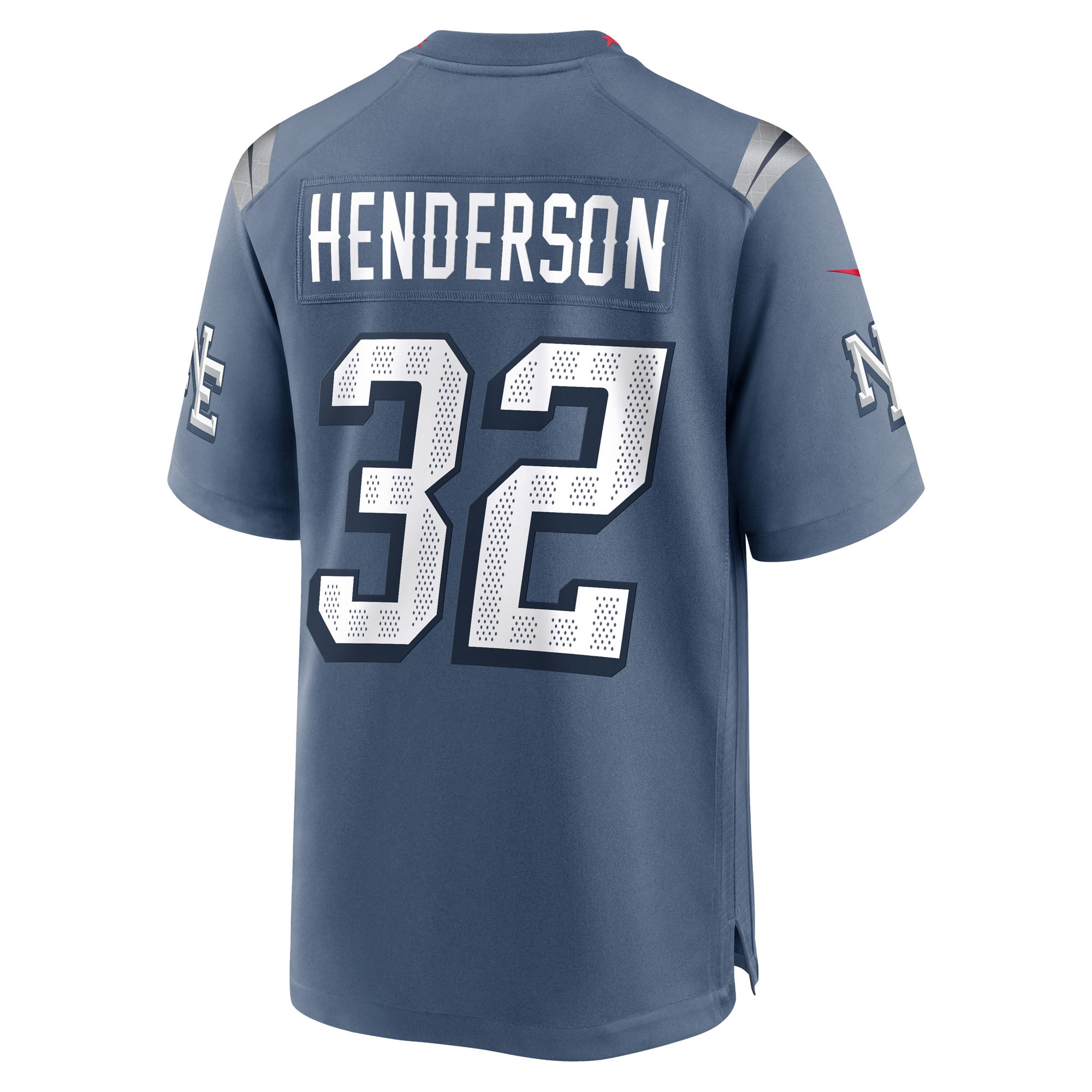 Maillot de match Nike TreVeyon Henderson bleu la collection Rivalries des New England Patriots pour homme