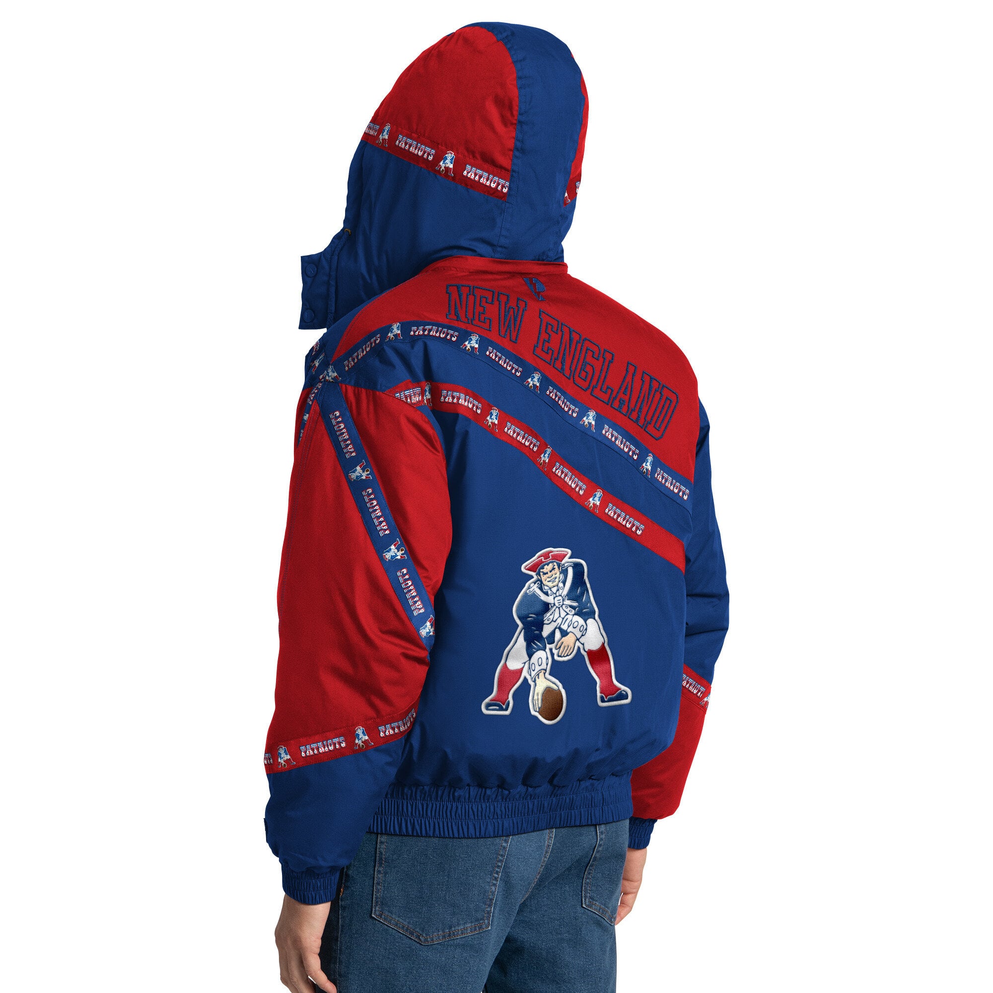 Veste zippée intégrale Pro Player Royal New England Patriots pour homme, avec capuche amovible.