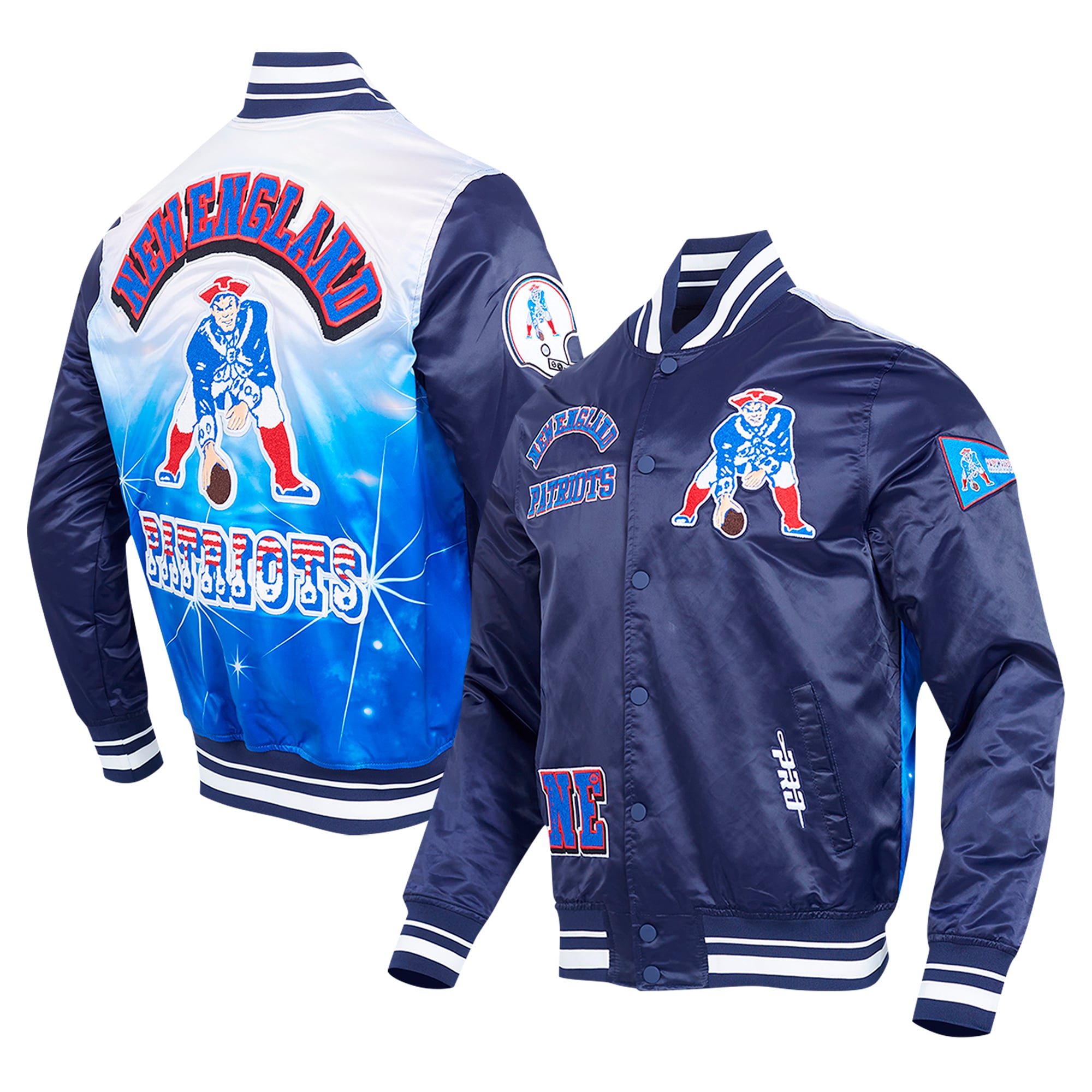 Veste à boutons-pression en satin sublimé Pro Standard bleu marine New England Patriots pour homme