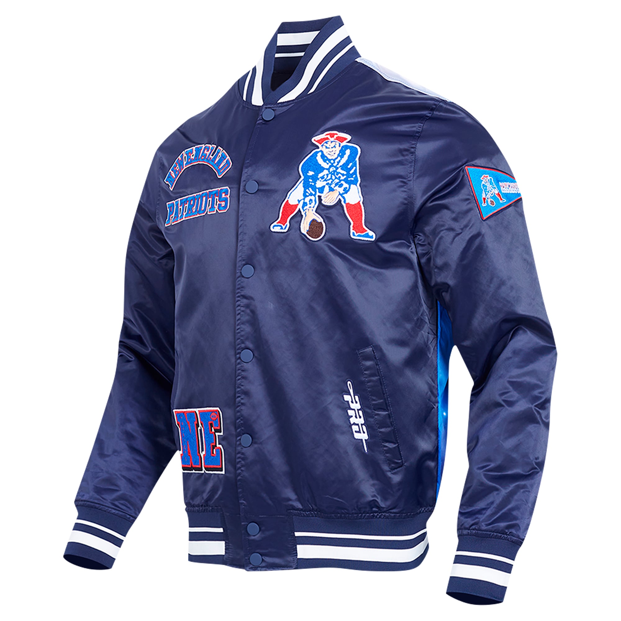 Veste à boutons-pression en satin sublimé Pro Standard bleu marine New England Patriots pour homme