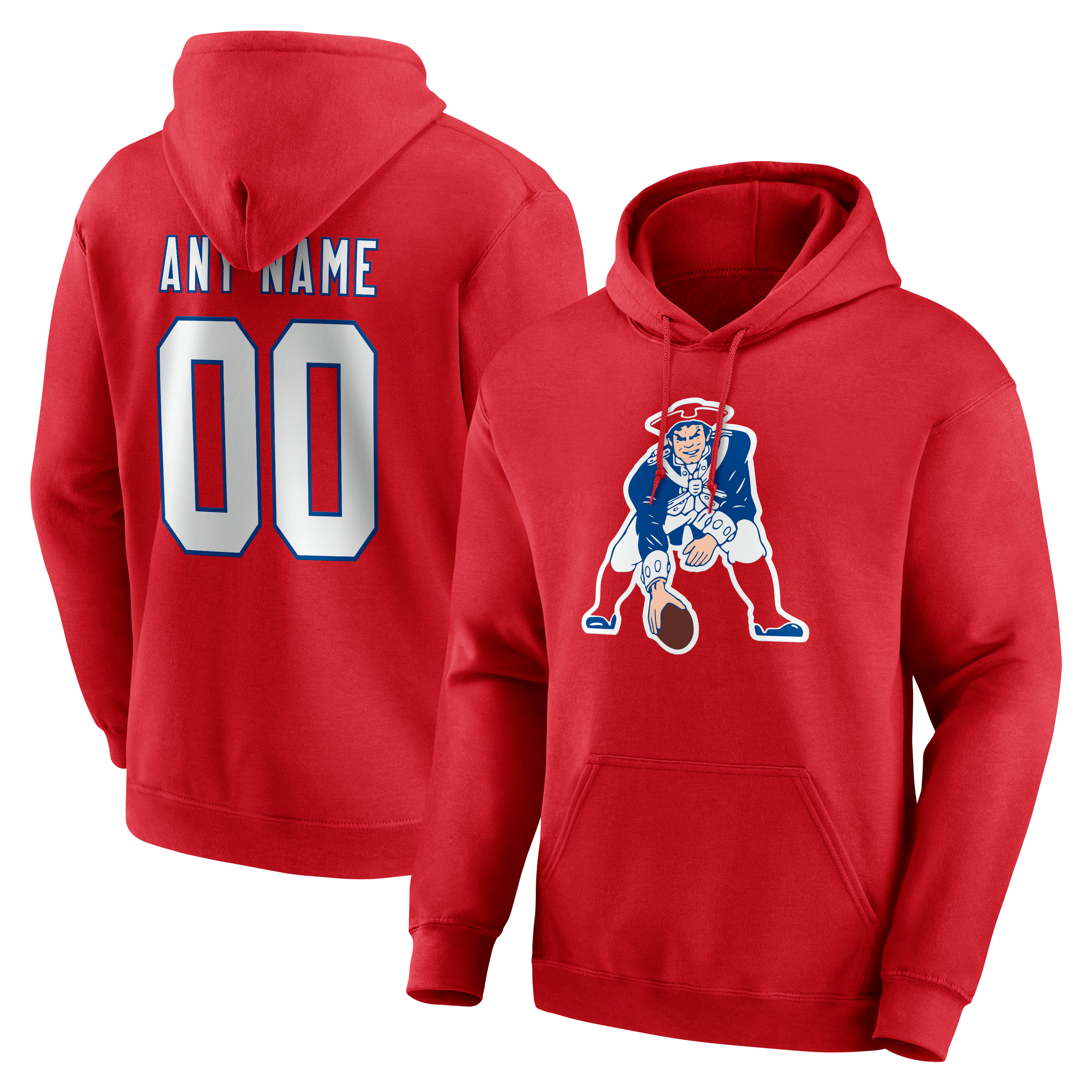 Men's Red New England Patriots Team Authentic Classic Personalized Name & Number Hoodie