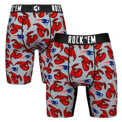  New England Patriots Rock Em Lobster Boxer Briefs - Gray