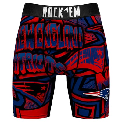  New England Patriots Rock Em Socks Sketched Out Boxer Briefs - Navy