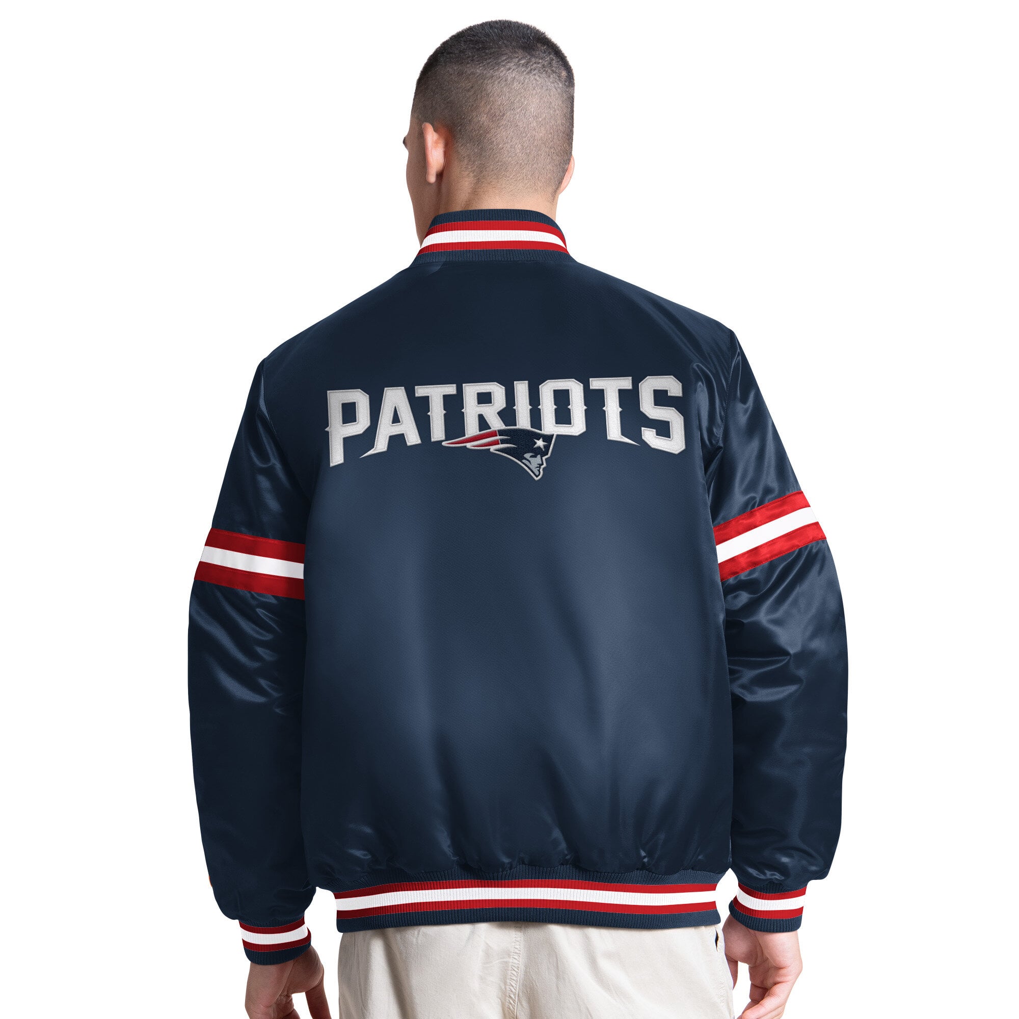 Veste universitaire Starter bleu marine New England Patriots Courtside à boutons-pression pour homme