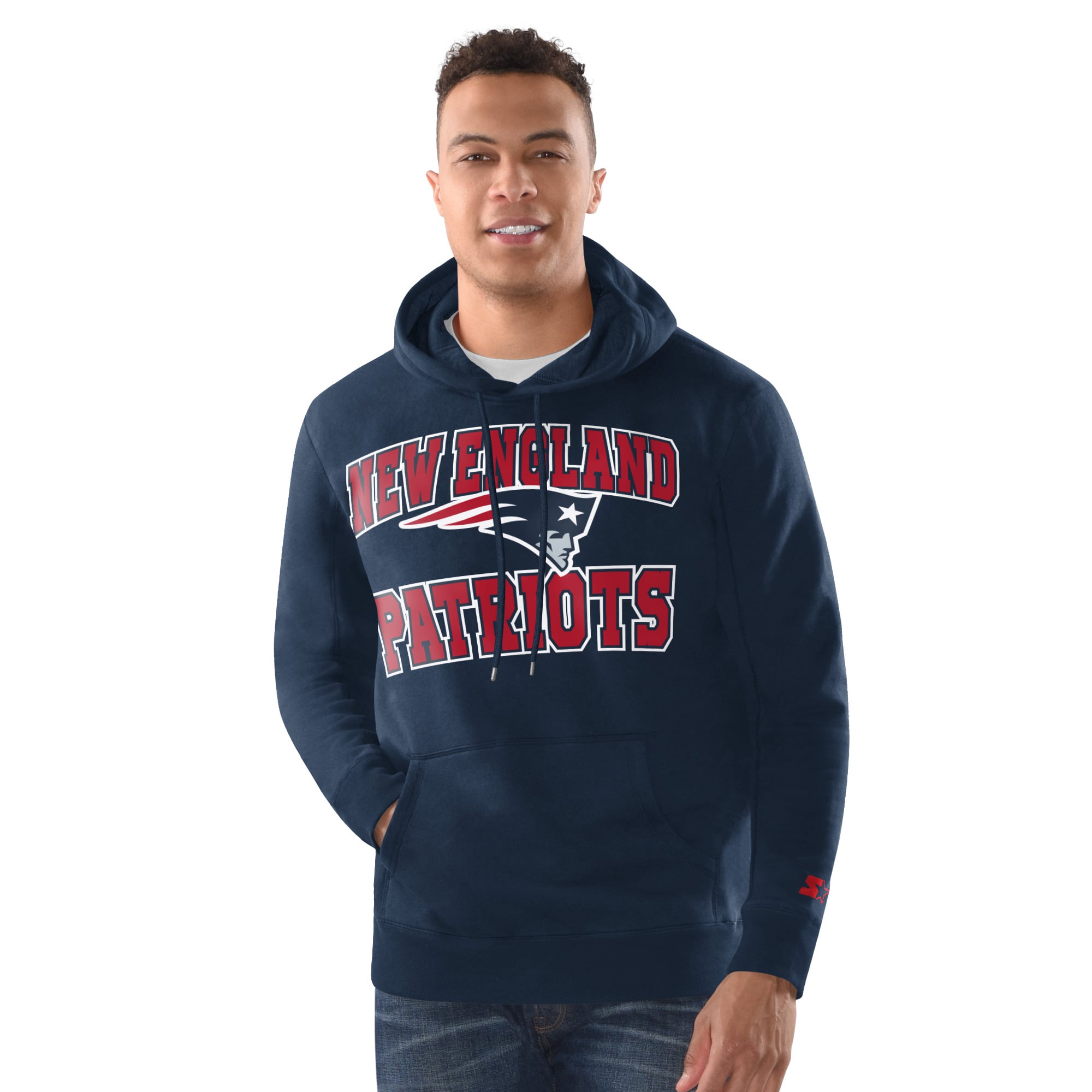 Men's Starter Navy New England Patriots Hoodie and Cuffed Knit Hat Combo Pack