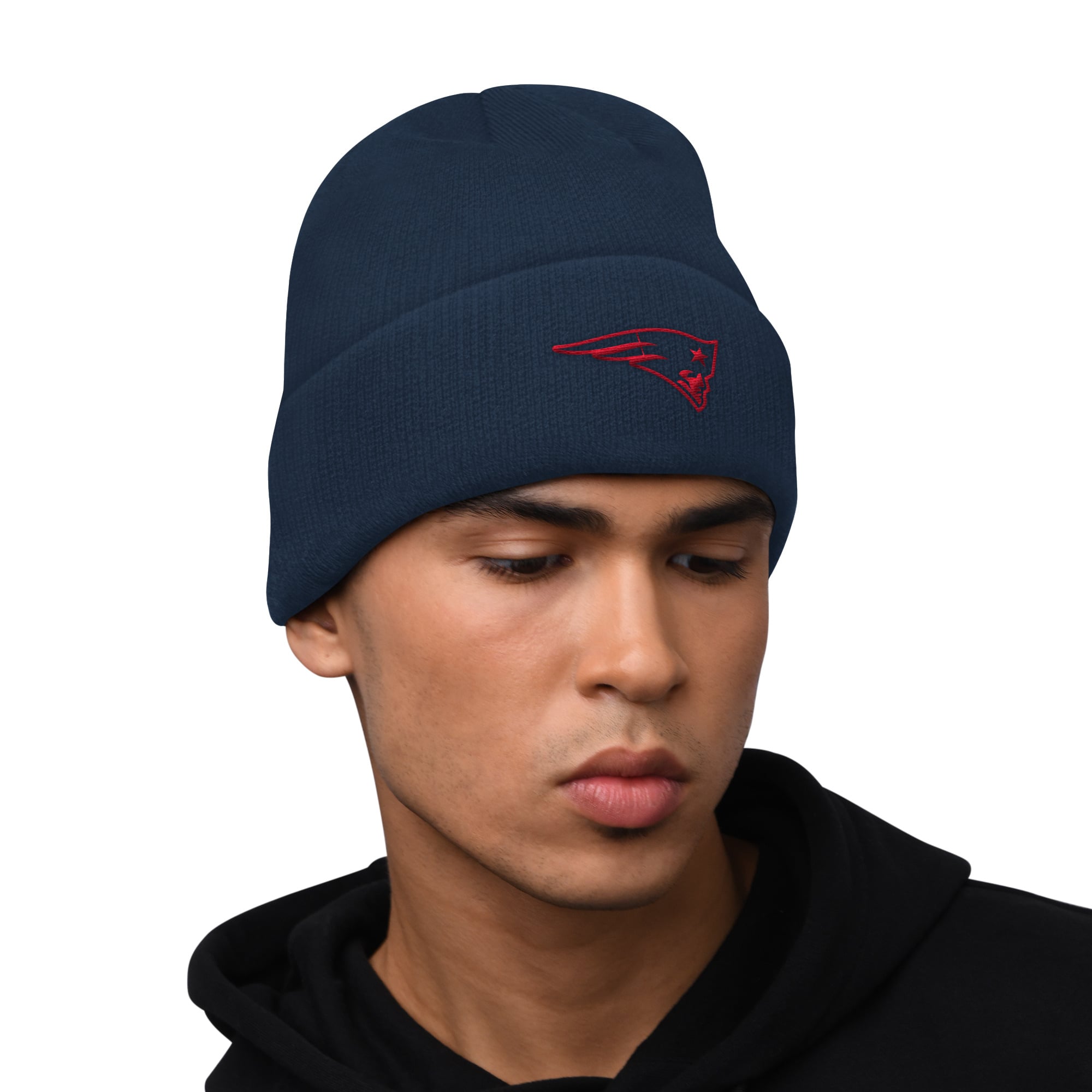 Men's Starter Navy New England Patriots Hoodie and Cuffed Knit Hat Combo Pack