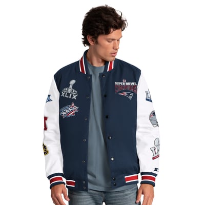 New England Patriots Starter Playoffs Varsity Full-Snap Jacket - Navy