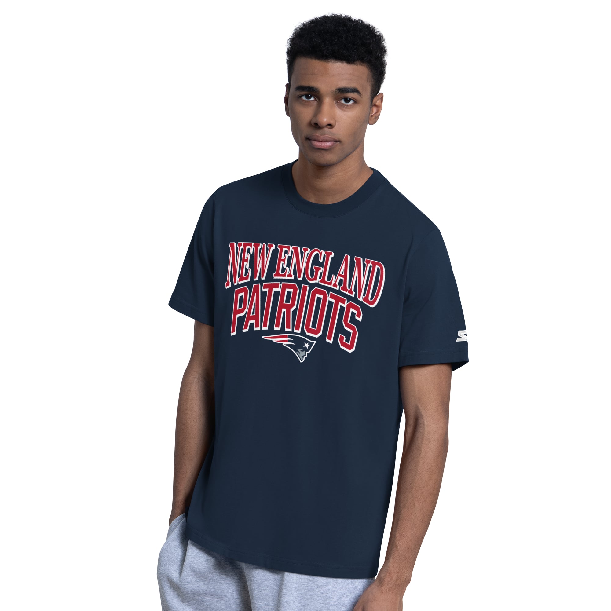 Lot de deux t-shirts à logo New England Patriots, bleu marine/gris chiné, la marque Starter, pour homme.