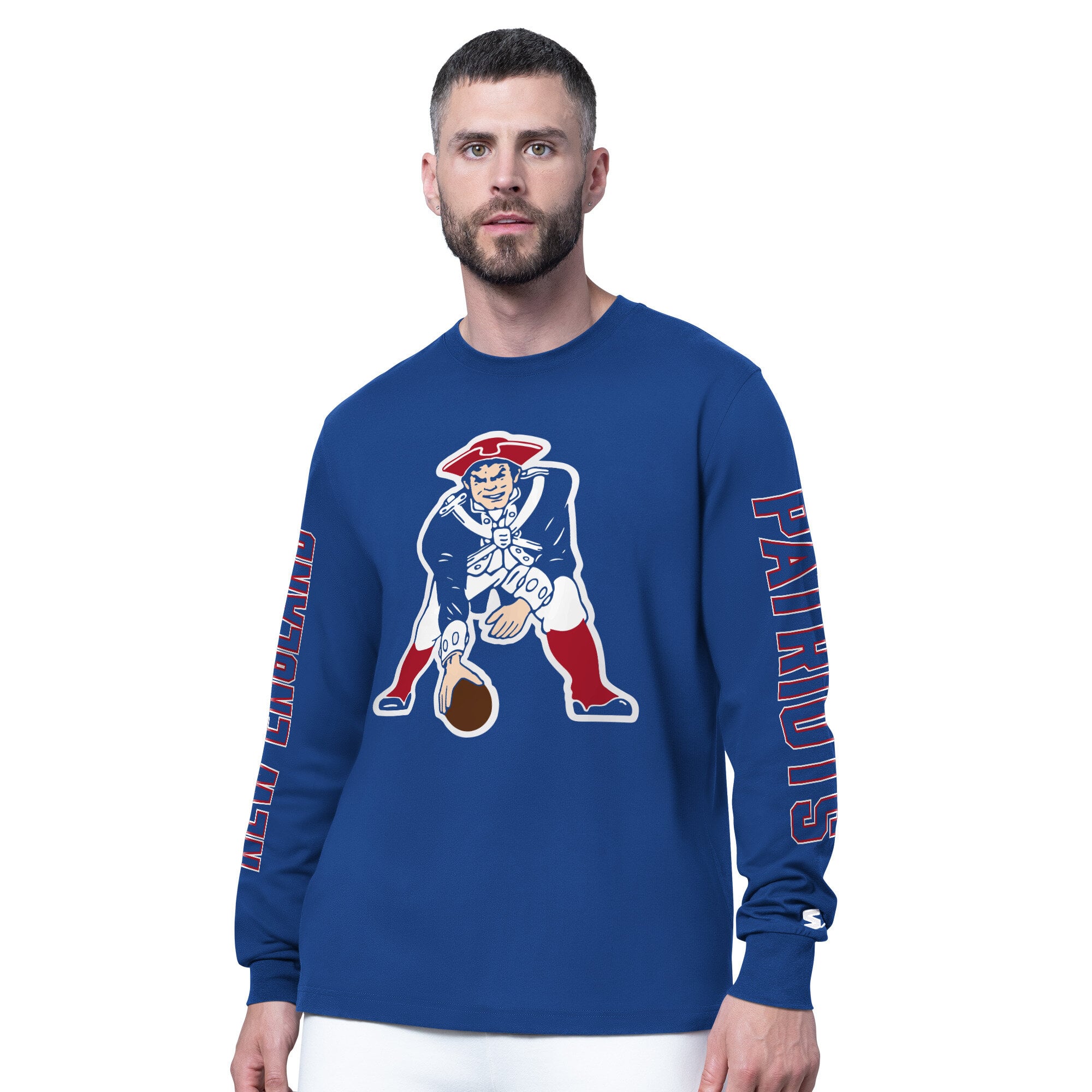 T-shirt à manches longues Starter Royal New England Patriots Clutch Hit II Vintage Logo pour homme