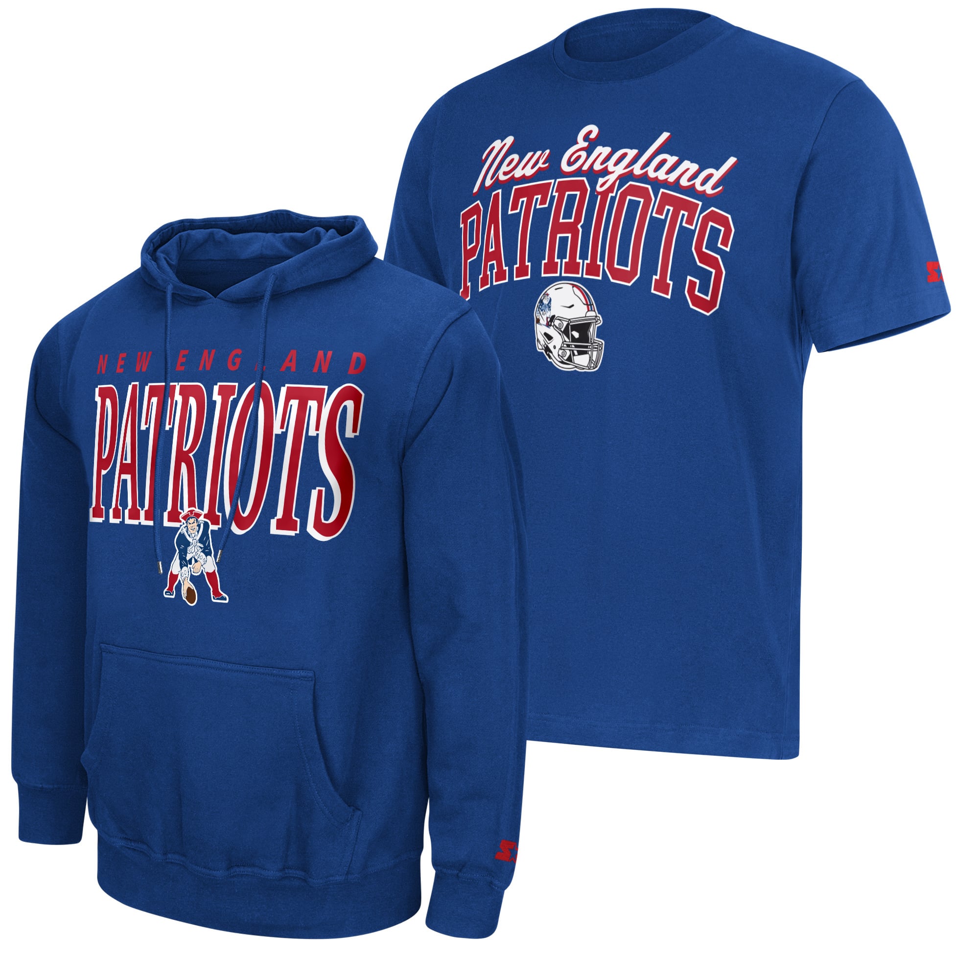 Ensemble sweat à capuche et t-shirt Starter Royal New England Patriots logo vintage pour homme