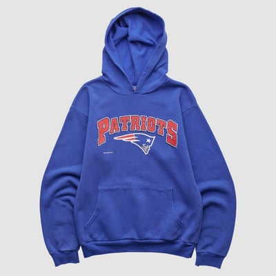 New England Patriots Team Rated 1997 Hooded Pullover Sweatshirt - Blue - XXS by Fanatics Real Vintage