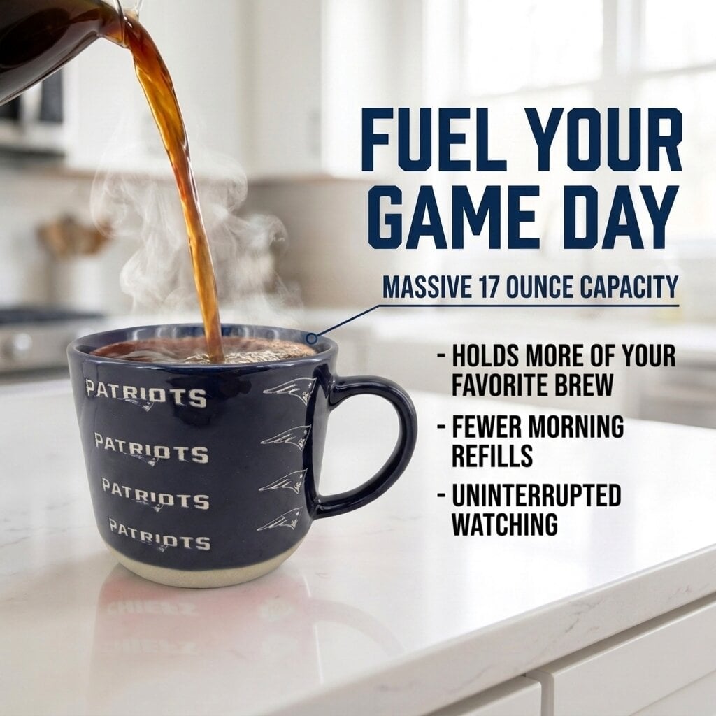 Mug Pegasus New England Patriots 17 oz, logo ton sur ton, finition sablée