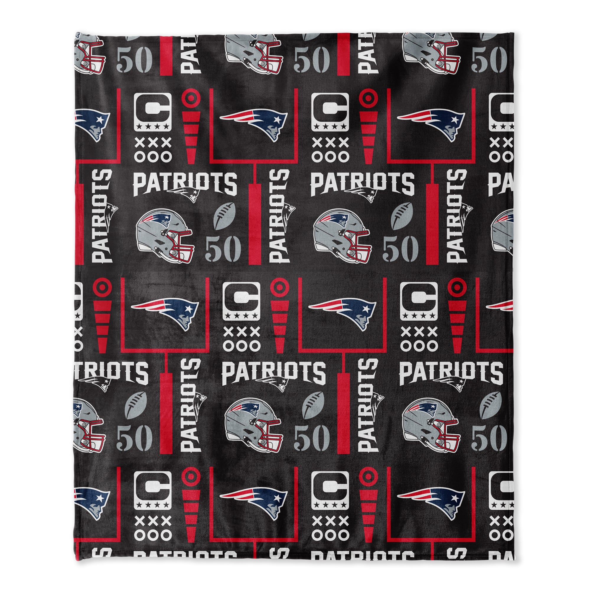 Pegasus New England Patriots 50" x 60" Blackout Team Spirit Ultra Soft Throw & Plush Football Combo Pack