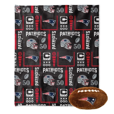 New England Patriots Pegasus 50" x 60" Blackout Team Spirit Ultra Soft Throw & Plush Football Combo Pack