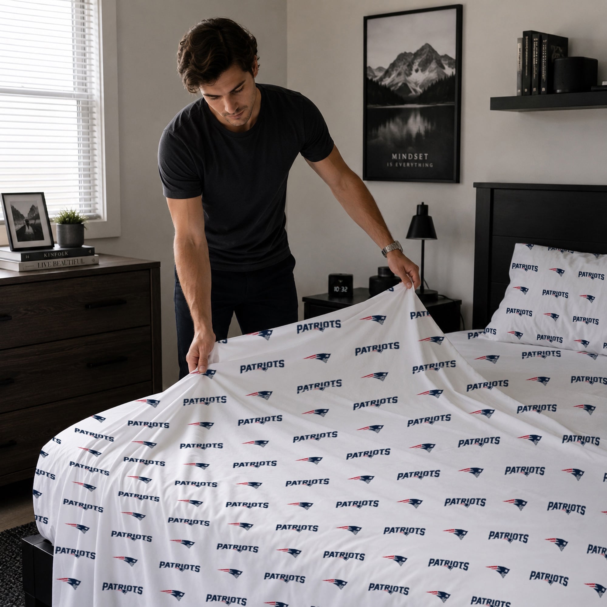 Ensemble de draps complets quatre pièces Pegasus New England Patriots