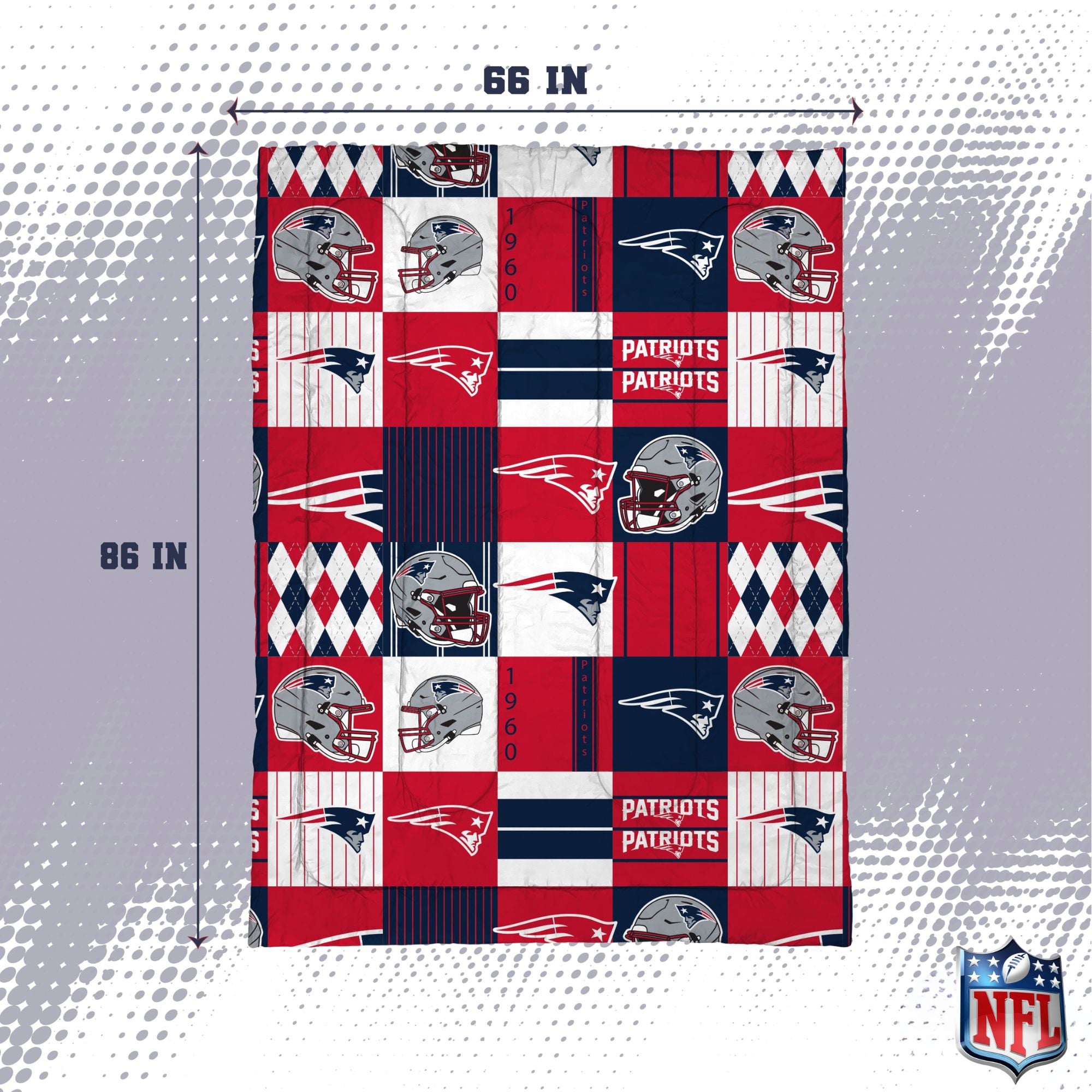 Pegasus New England Patriots Patchwork Plaid Two-Piece Twin/Twin XL Bed in a Bag Set