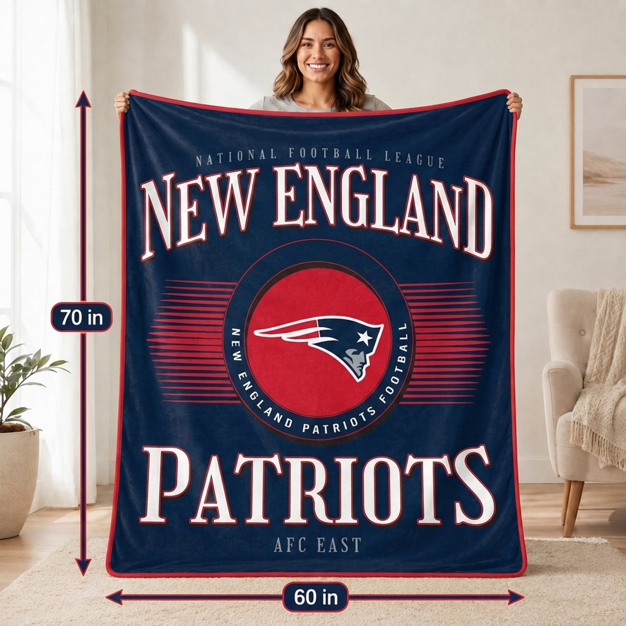 Couverture ultra douce Pegasus New England Patriots Spotlight Arch 60" x 70"