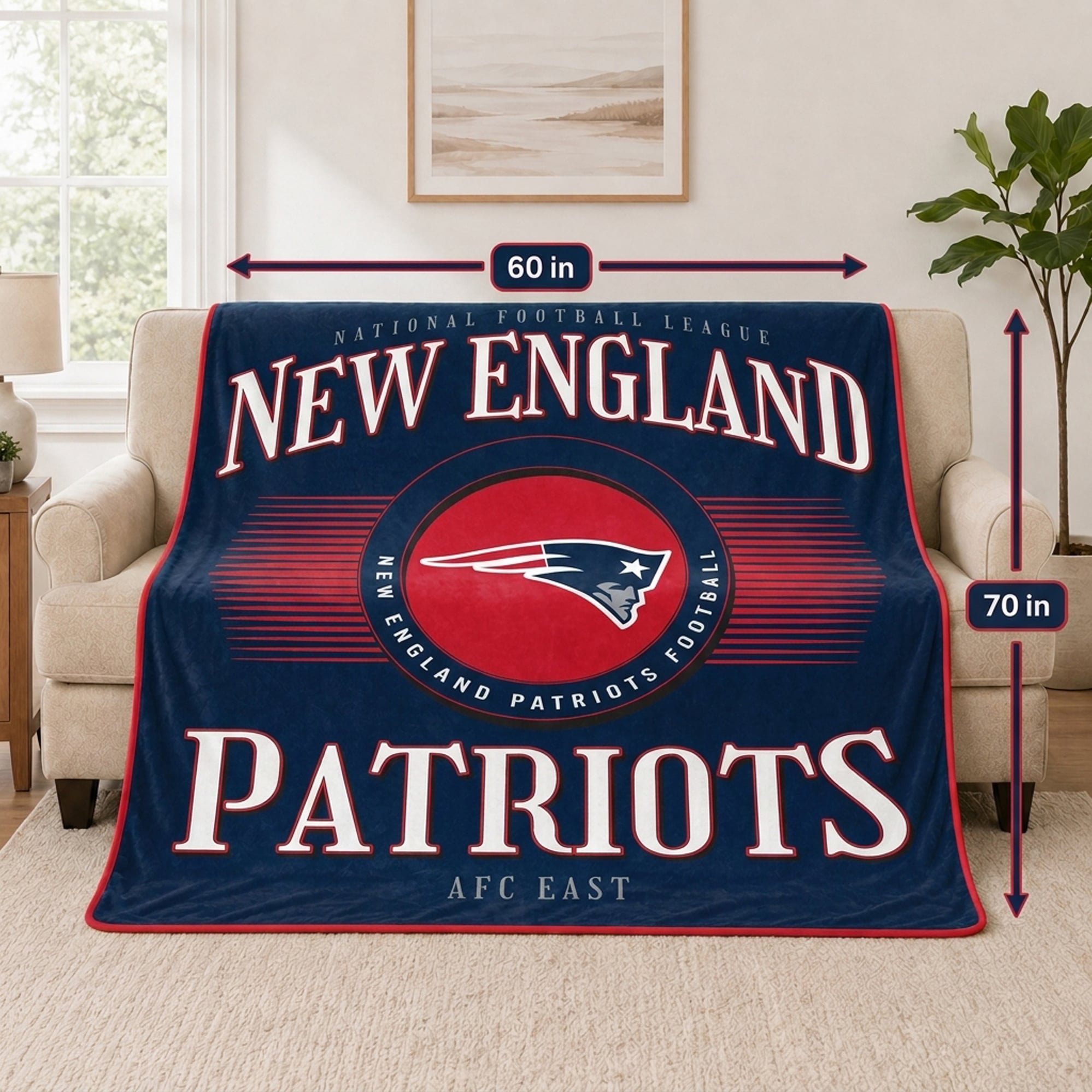 Couverture ultra douce Pegasus New England Patriots Spotlight Arch 60" x 70"
