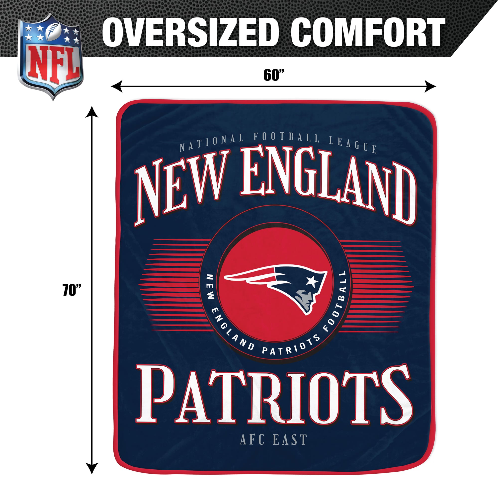 Couverture ultra douce Pegasus New England Patriots Spotlight Arch 60" x 70"