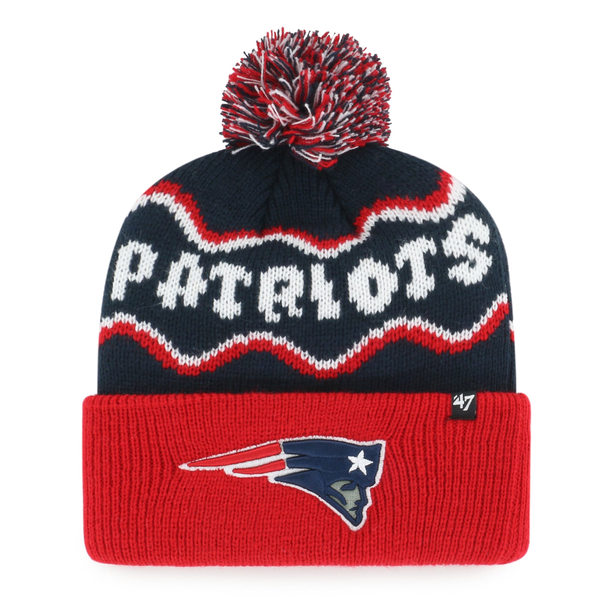 Bonnet tricoté à revers « New England Patriots » bleu marine, modèle 47, pour enfants d'âge préscolaire.
