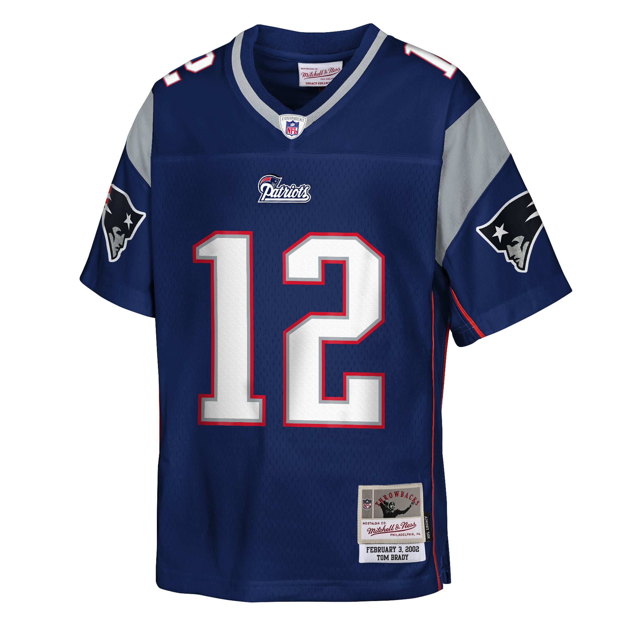 Maillot de joueur retraité Tom Brady bleu marine des New England Patriots pour enfants d'âge préscolaire Mitchell & Ness