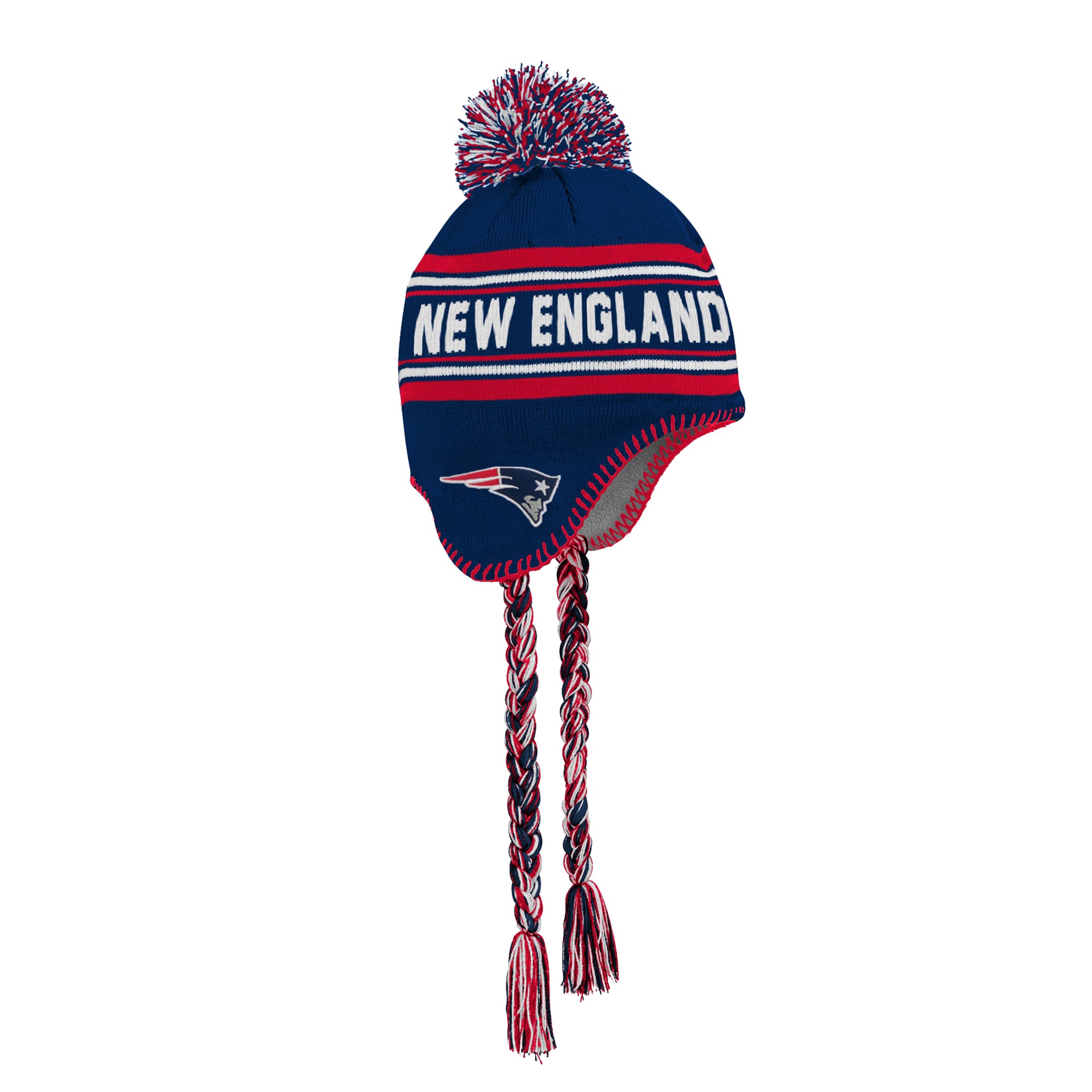 Preschool Navy New England Patriots Jacquard Tassel Knit Hat with Pom