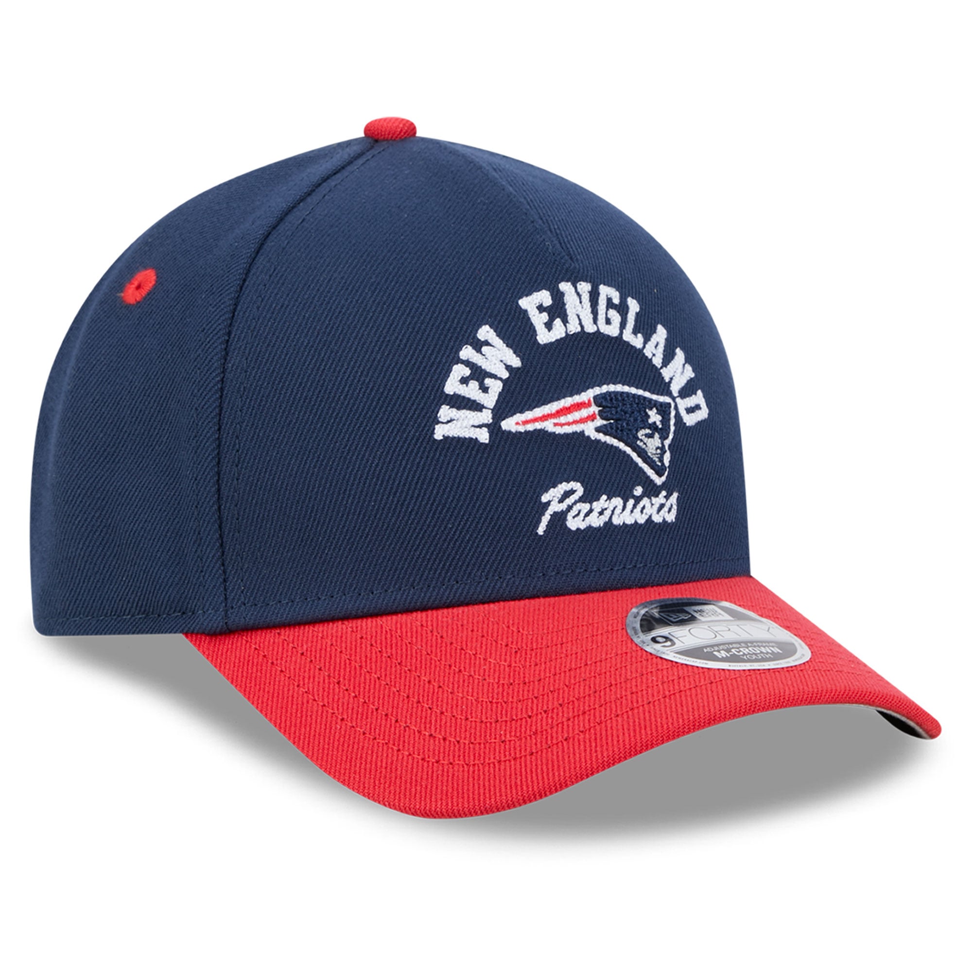 Casquette ajustable New Era bleu marine New England Patriots Arch 9FORTY A-Frame M-Crown pour enfants d'âge préscolaire