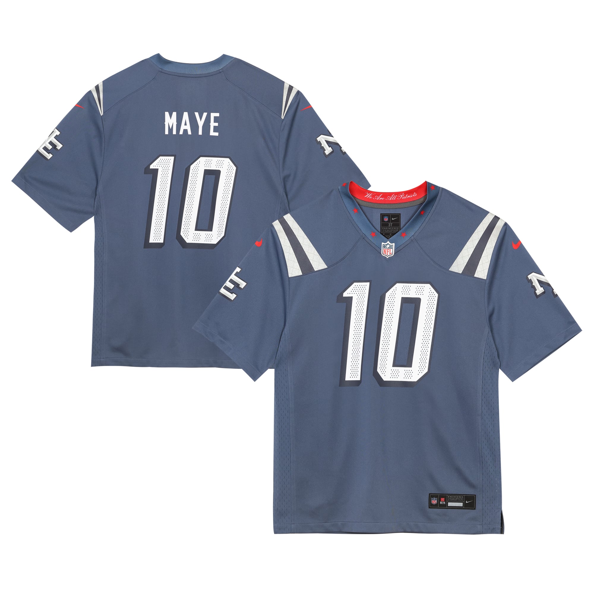 Preschool Nike Drake Maye Blue New England Patriots Rivalries Collection Game Jersey