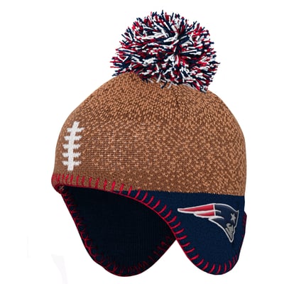 New England Patriots Outerstuff Preschool Football Head Knit Hat - Brown