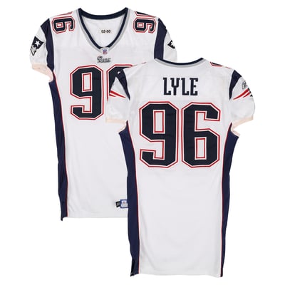 Rick Lyle New England Patriots Fanatics Authentic Game-Used #96 White Jersey from the 2002 NFL Season