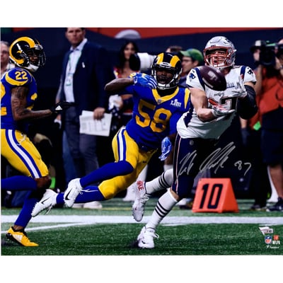 Rob Gronkowski New England Patriots Fanatics Authentic Autographed 16'' x 20'' Super Bowl LIII Champions Catching Photograph
