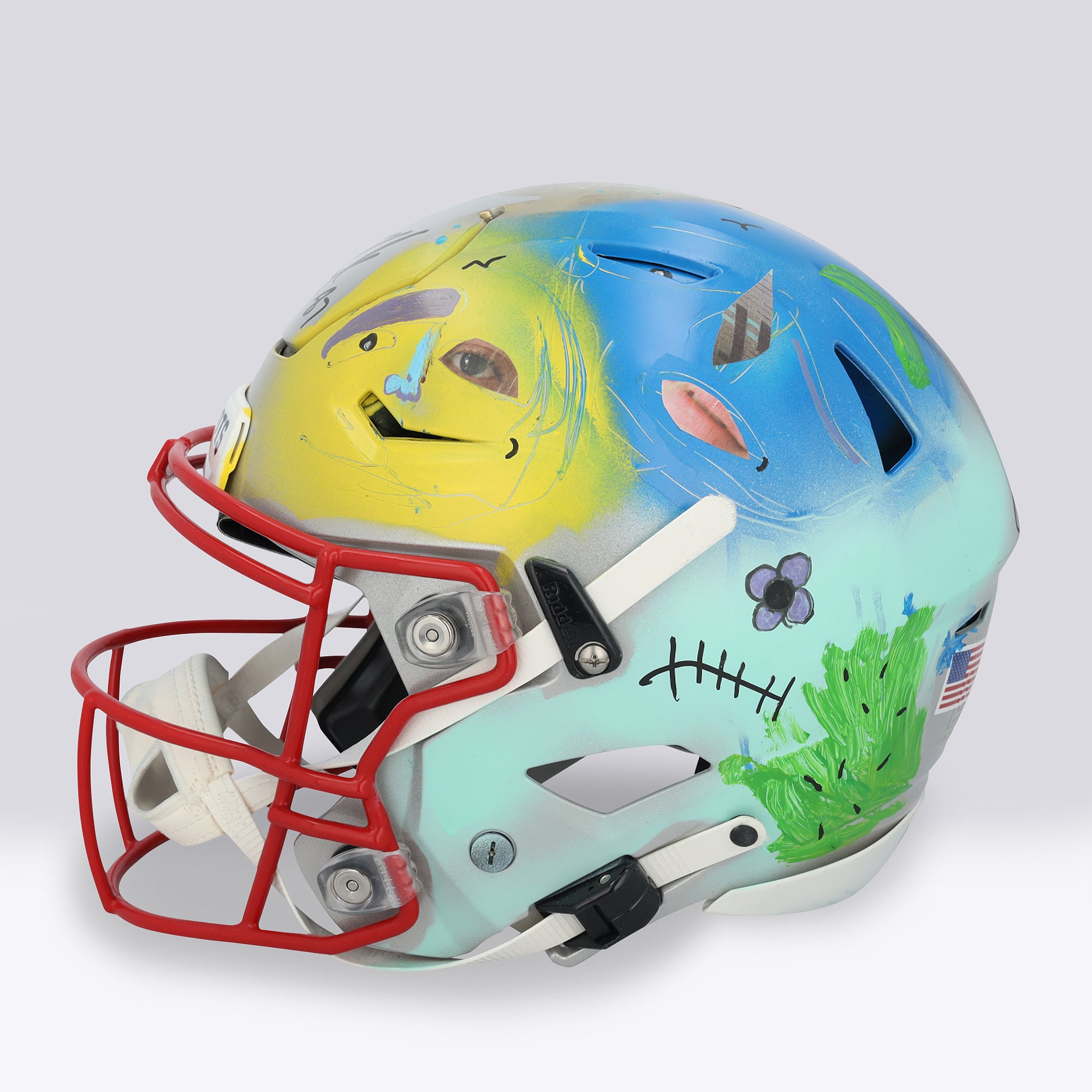 Casque Riddell Speed ​​Flex Authentic autographié par Rob Gronkowski (New England Patriots) - Illustration de Caviar Coleman - Édition limitée n° 1/1 - UW25