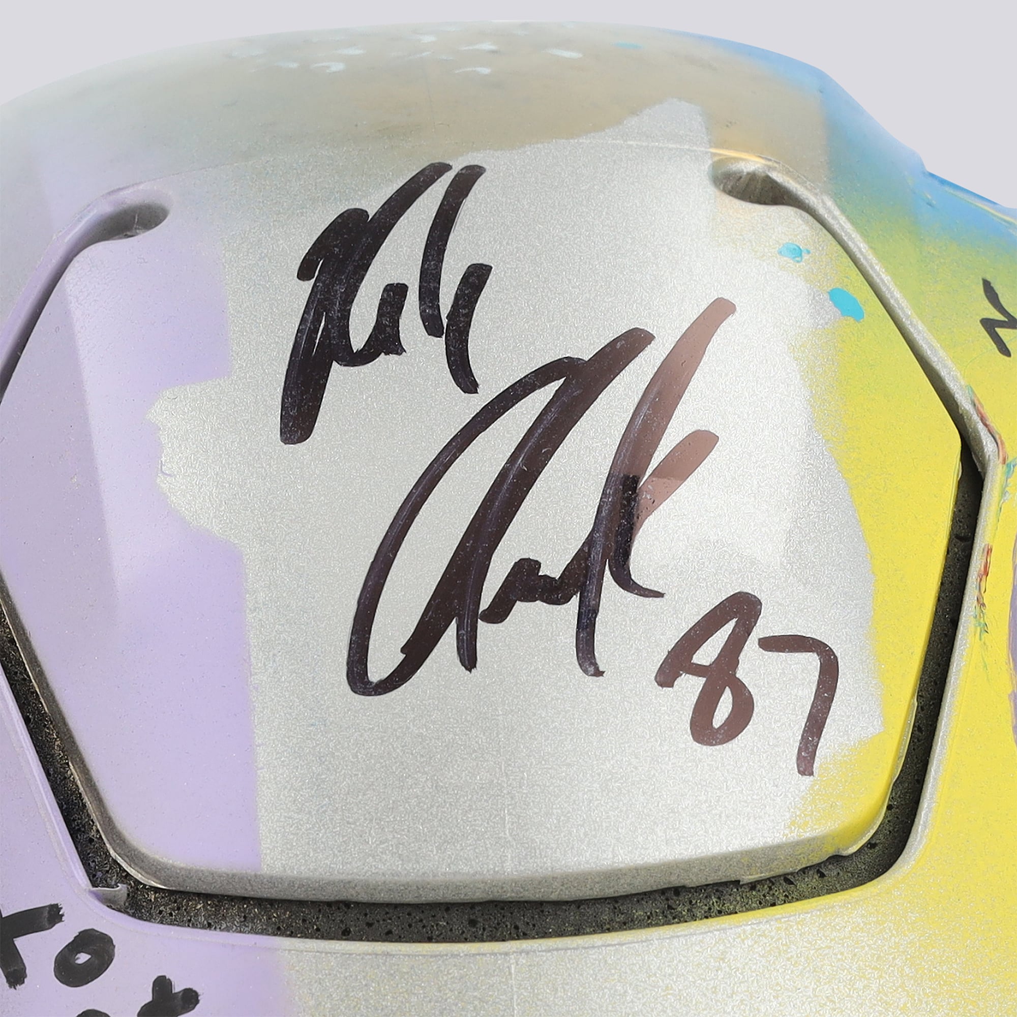 Casque Riddell Speed ​​Flex Authentic autographié par Rob Gronkowski (New England Patriots) - Illustration de Caviar Coleman - Édition limitée n° 1/1 - UW25