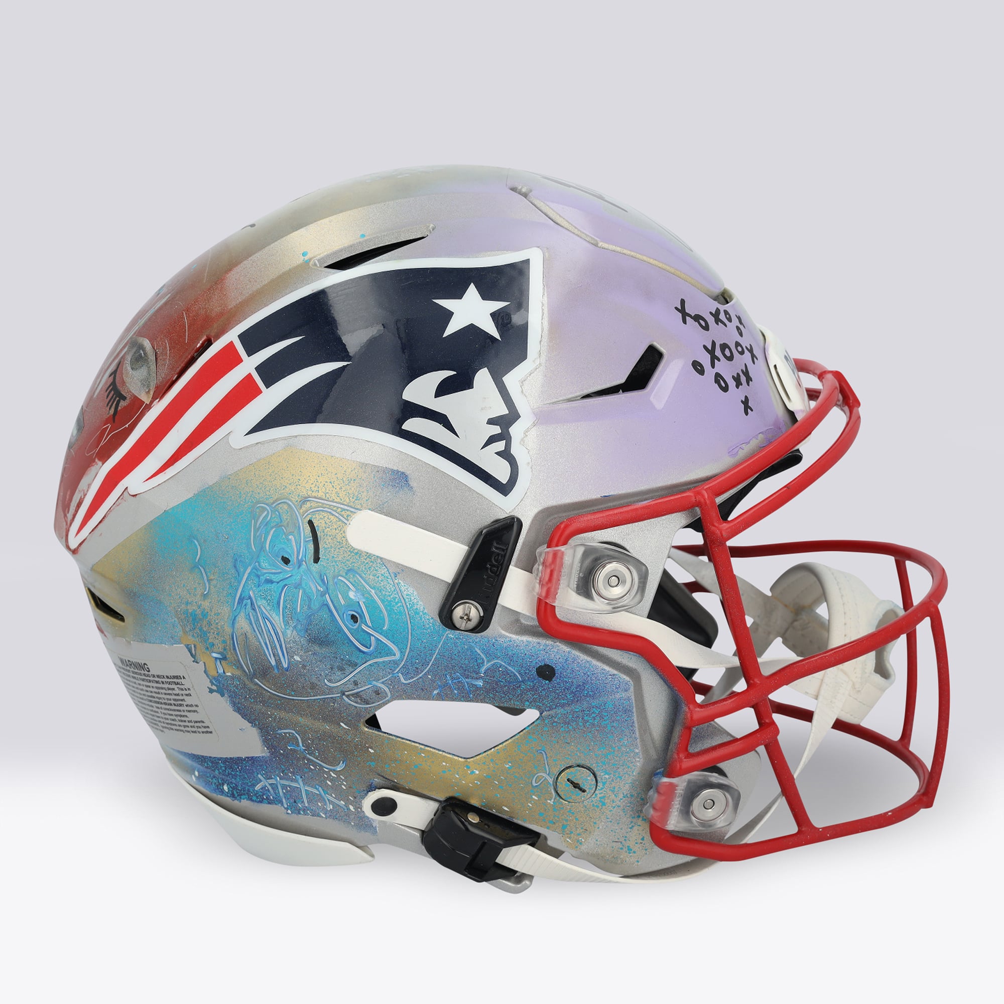 Casque Riddell Speed ​​Flex Authentic autographié par Rob Gronkowski (New England Patriots) - Illustration de Caviar Coleman - Édition limitée n° 1/1 - UW25
