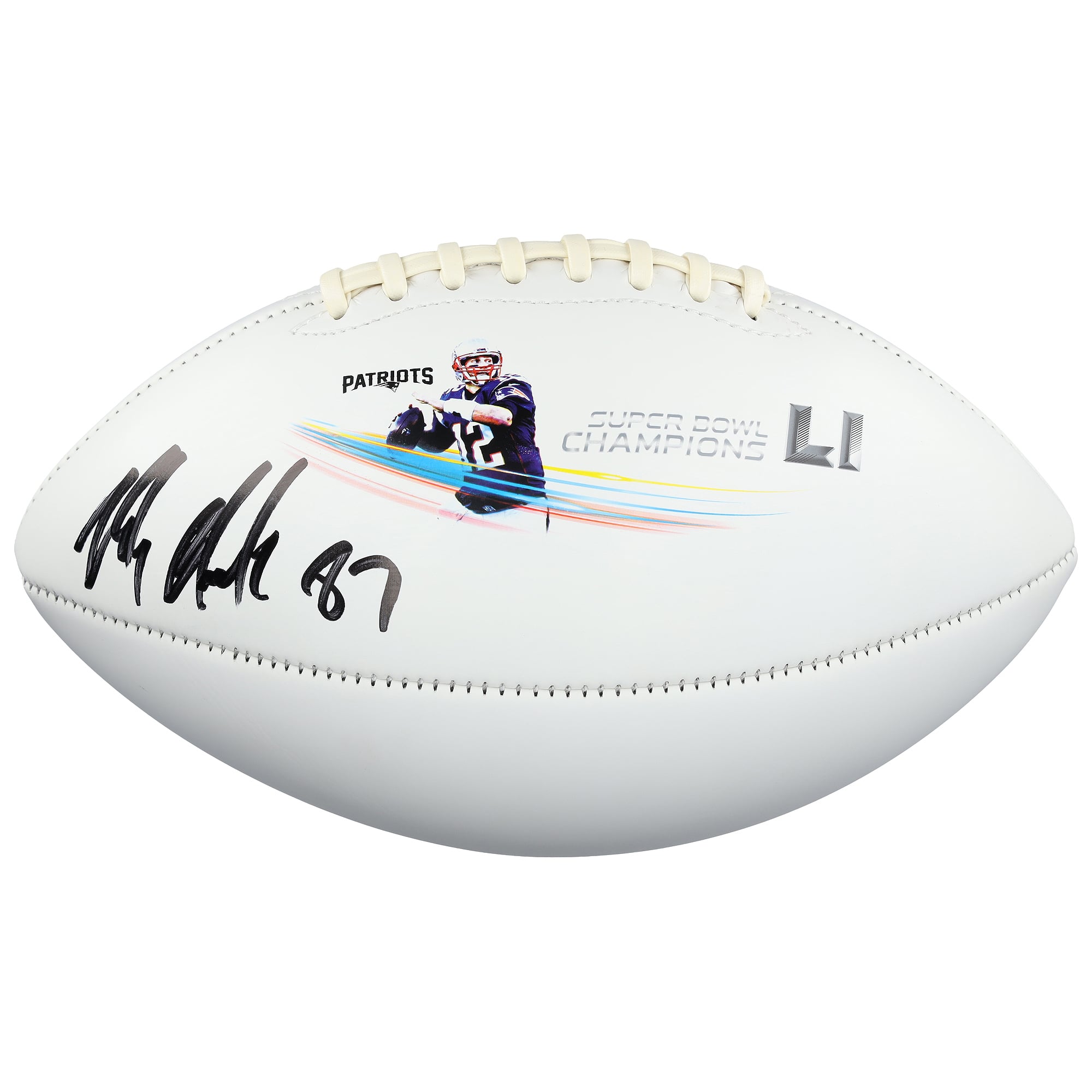 Rob Gronkowski New England Patriots Autographed Super Bowl LI Champions White Panel Football