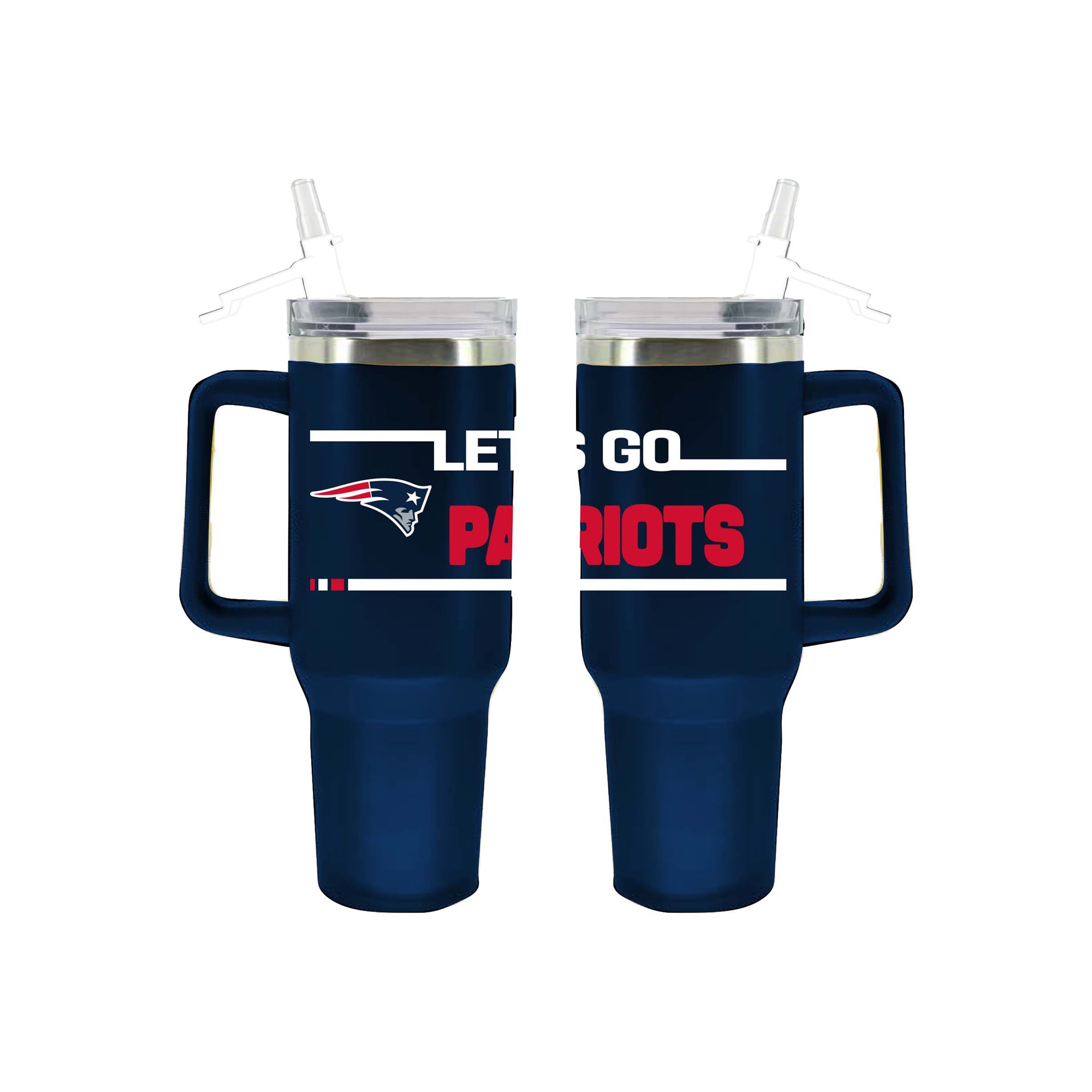Gobelet isotherme The Memory Company New England Patriots de 1,2 L (40 oz) en acier inoxydable aux couleurs de l'équipe, avec paille rabattable.