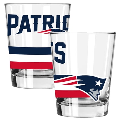 New England Patriots The Memory Company Two-Piece 15oz. Big Stripes Double Old Fashioned Glass Set