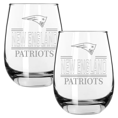 New England Patriots The Memory Company Two-Piece 15oz. Classic Crew Stemless Wine Glass Set