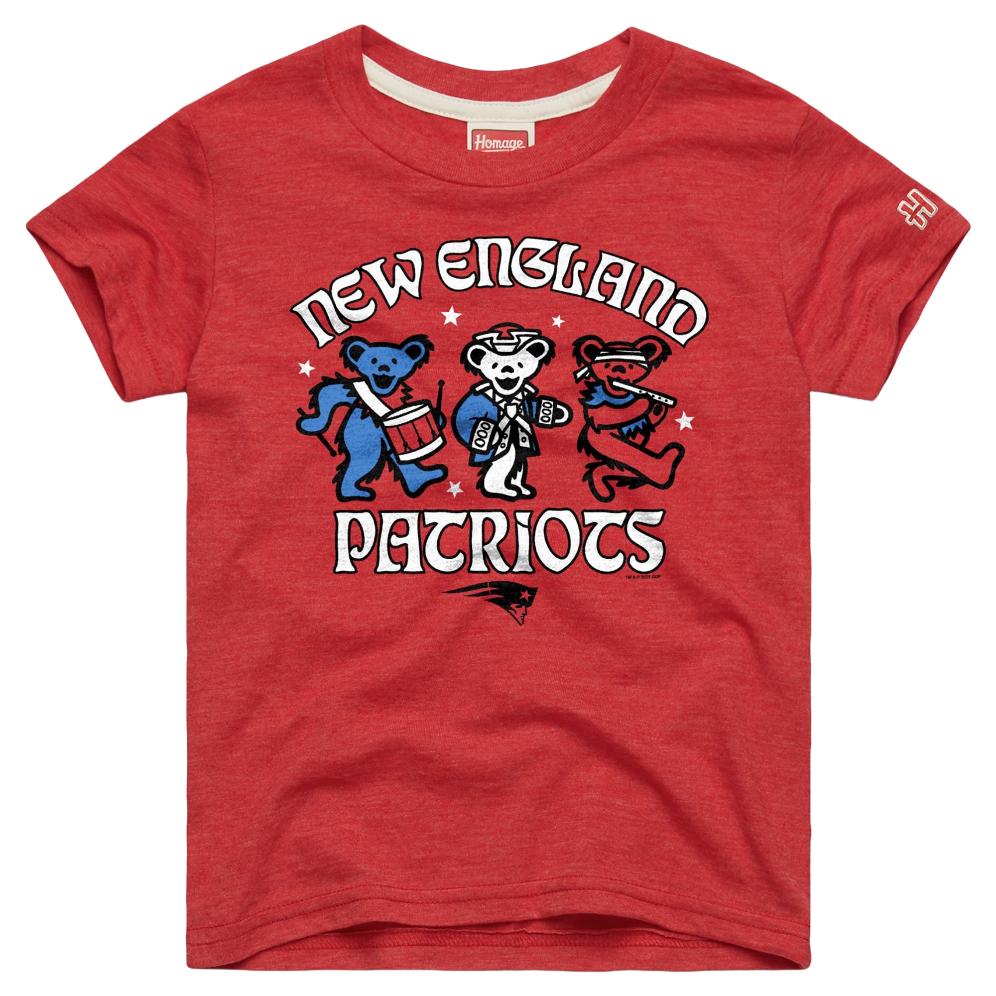T-shirt rouge pour tout-petit Hommage aux New England Patriots NFL et au Grateful Dead (mélange de trois matières)