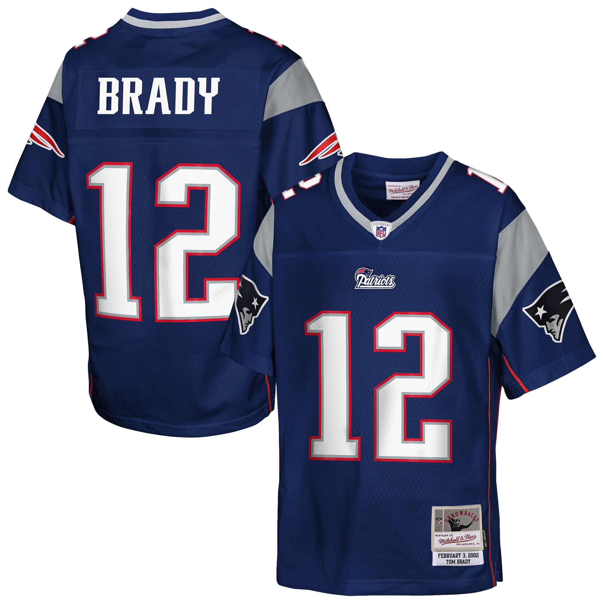 Maillot de joueur retraité Tom Brady bleu marine des New England Patriots pour tout-petits Mitchell & Ness