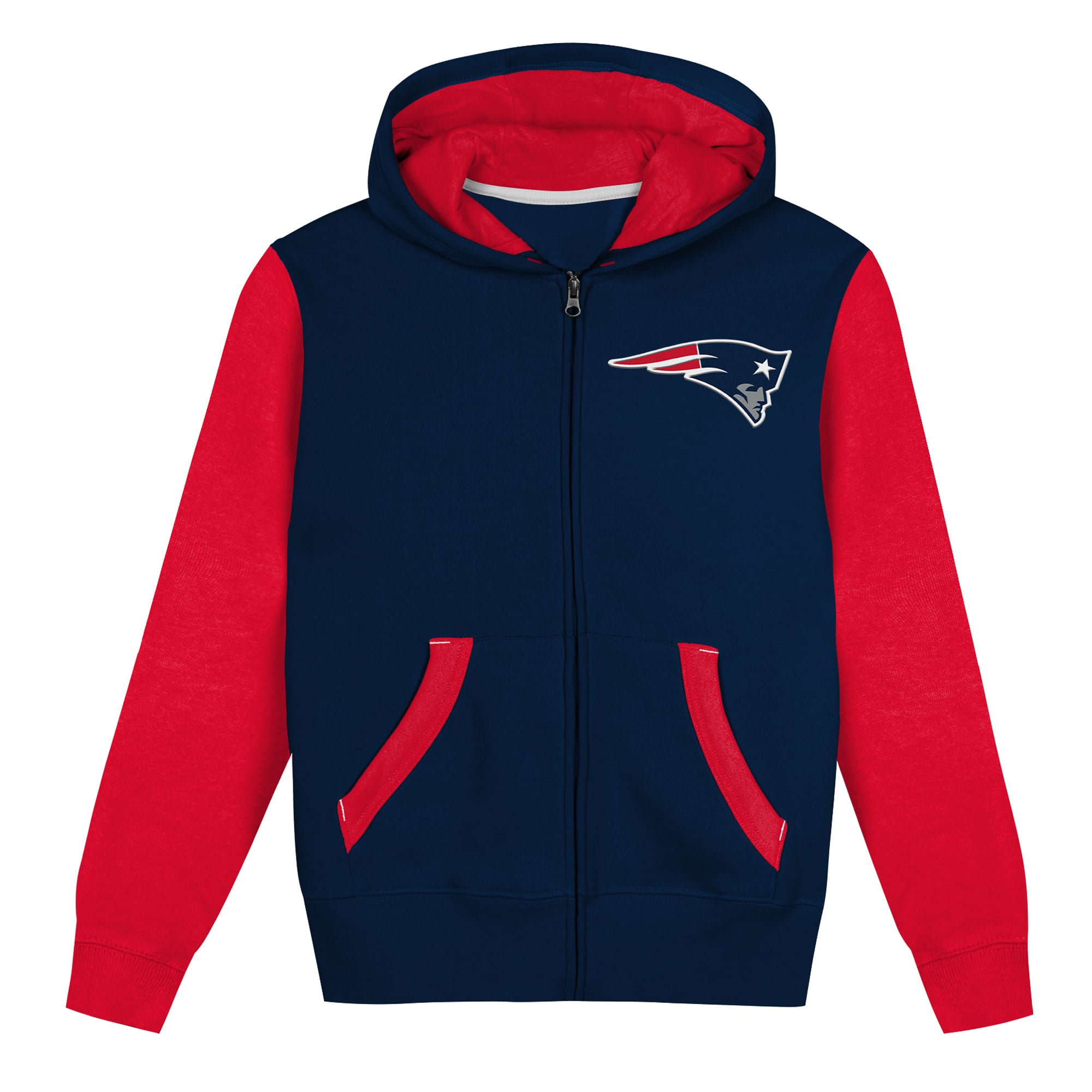 Sweat à capuche zippé Outerstuff bleu marine/rouge New England Patriots Stadium pour tout-petit