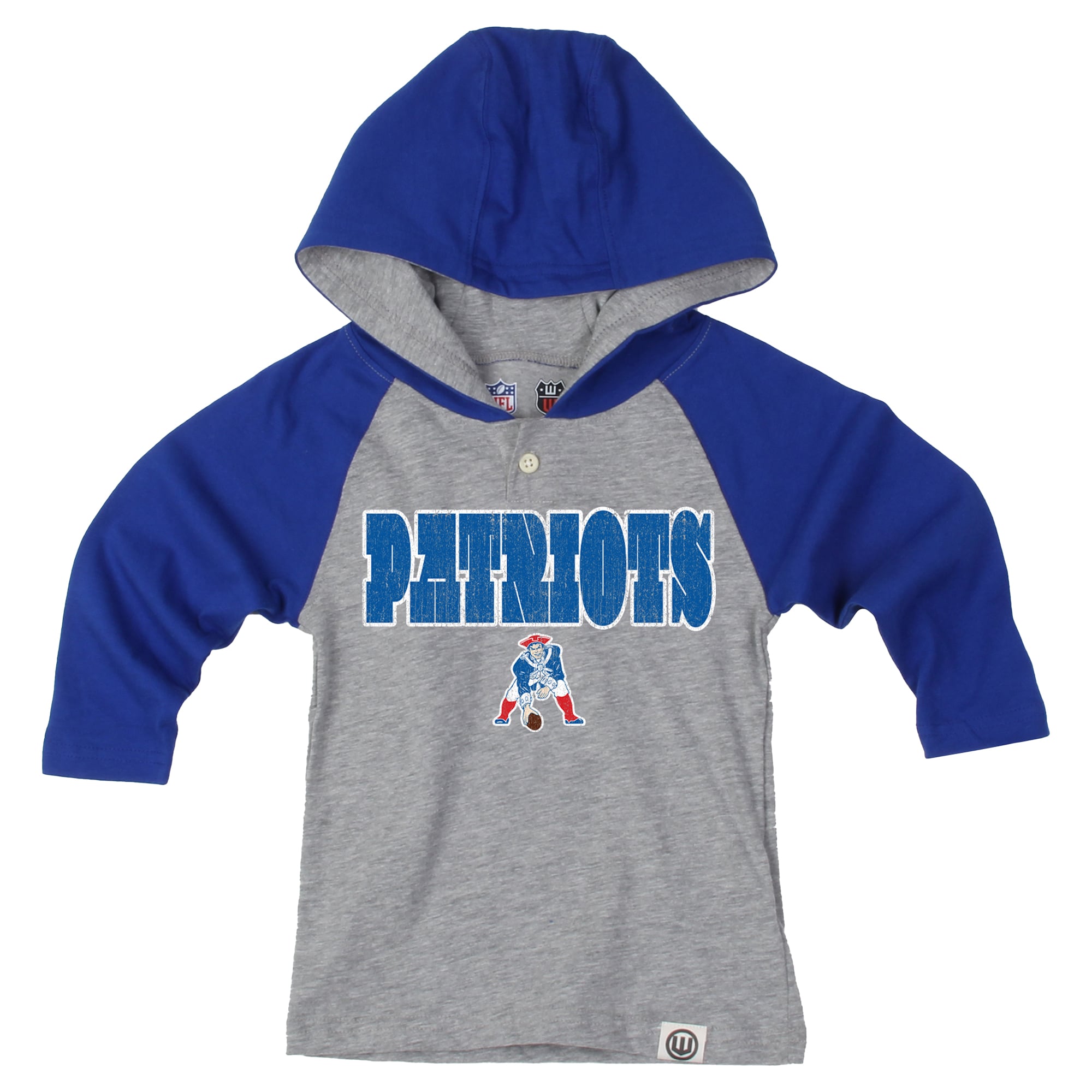Toddler Wes & Willy Heather Gray/Royal New England Patriots Henley Hoodie Sweatpants Set