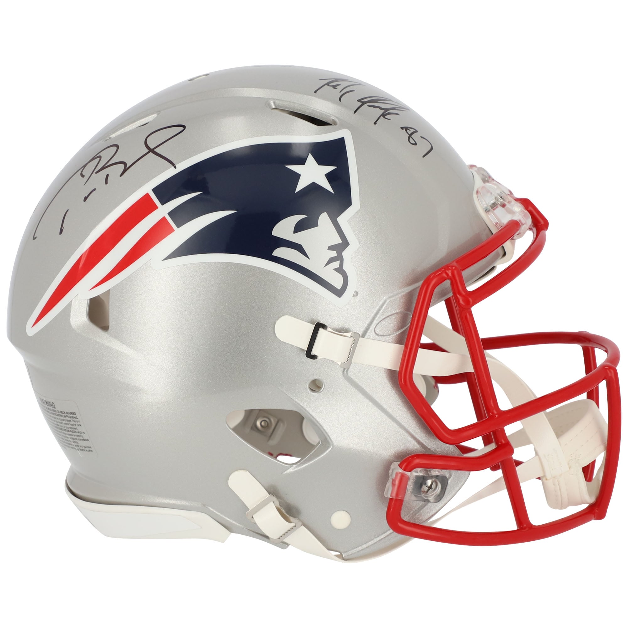 Casque Riddell Speed ​​Authentic autographié par Tom Brady et Rob Gronkowski des New England Patriots